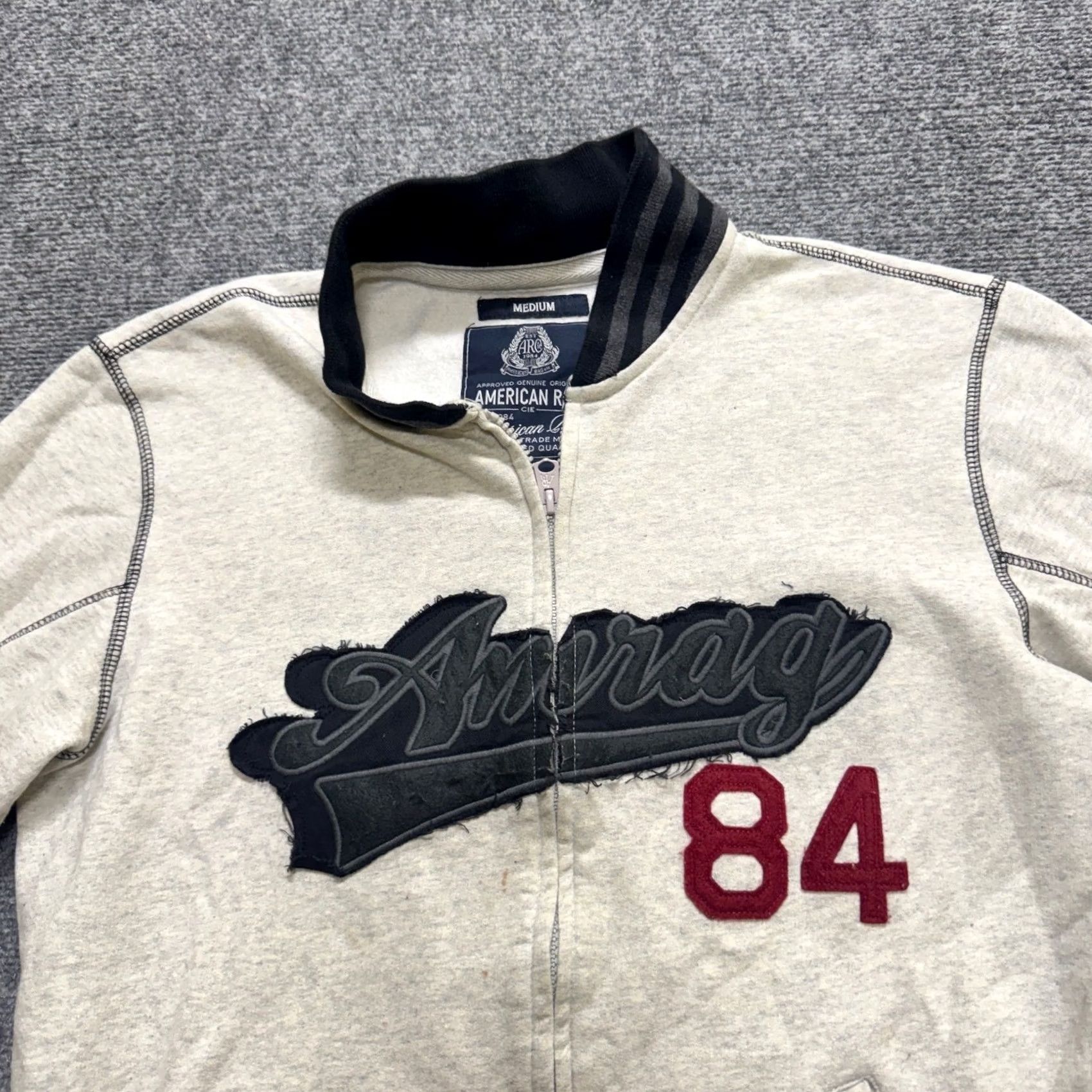 Vintage VINTAGE American Rag Jacket Mens Medium Full Zip Cotton Blend Striped White Stained Distressed Flaws Size US M / EU 48-50 / 2 - 7 Thumbnail