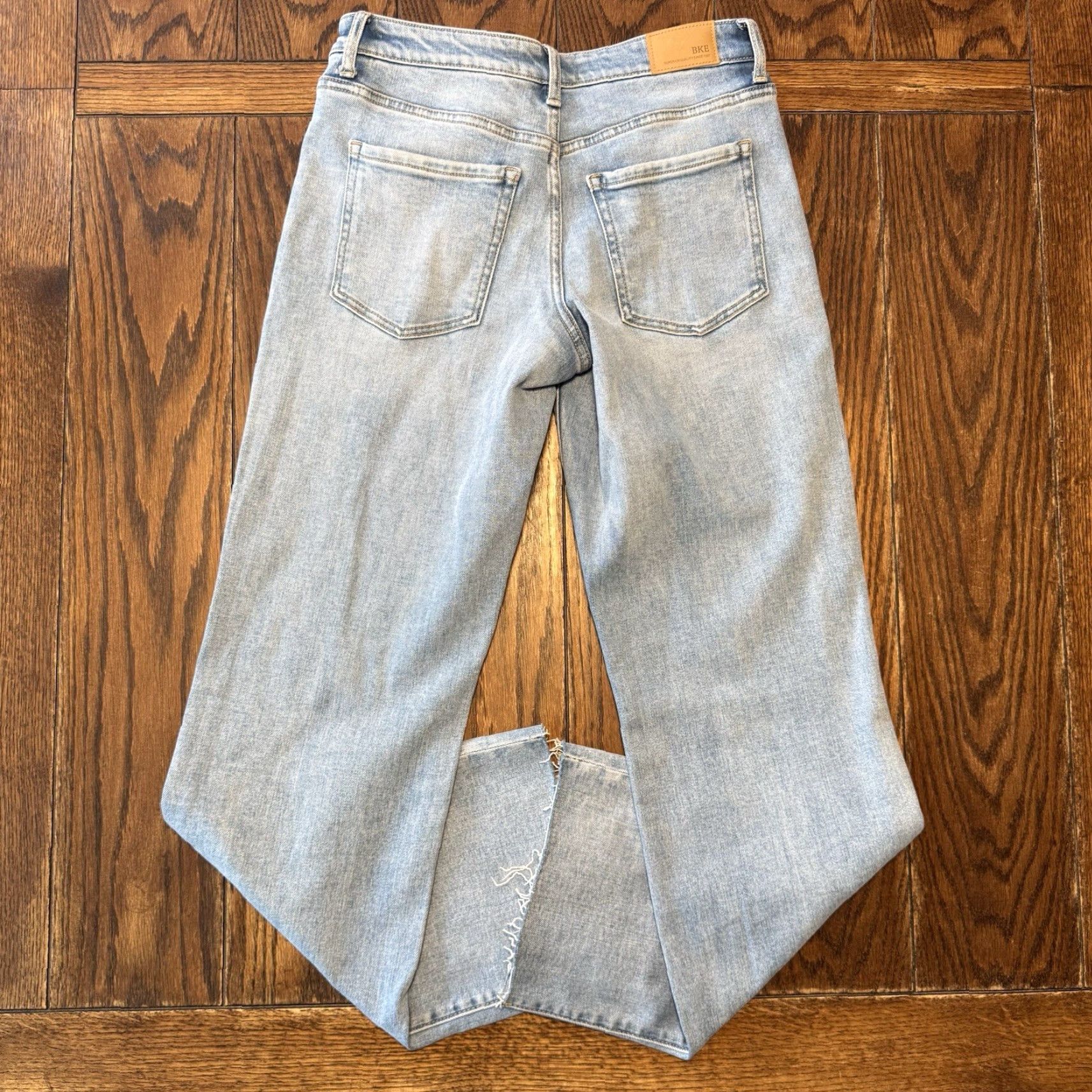 BKE BKE Payton Jeans Womens 28x32 Mid Rise Bootcut Baggy Frayed Hem Light Wash Denim Size 26" / US 2 / IT 38 - 7 Thumbnail