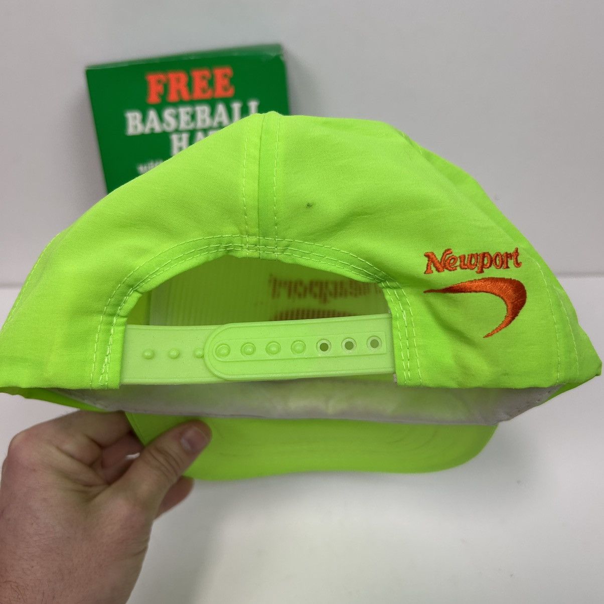 Vintage Vintage 90s Newport Cigarettes neon green logo cap Size ONE SIZE - 3 Thumbnail