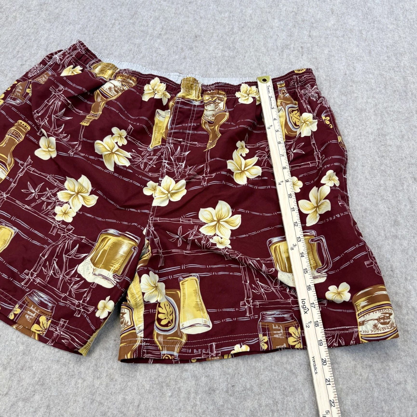 Vintage Puritan Swim Trunks Mens 2XL Red Hawaiian Tropical Beer Floral Lined Shorts Size US 39 - 4 Thumbnail