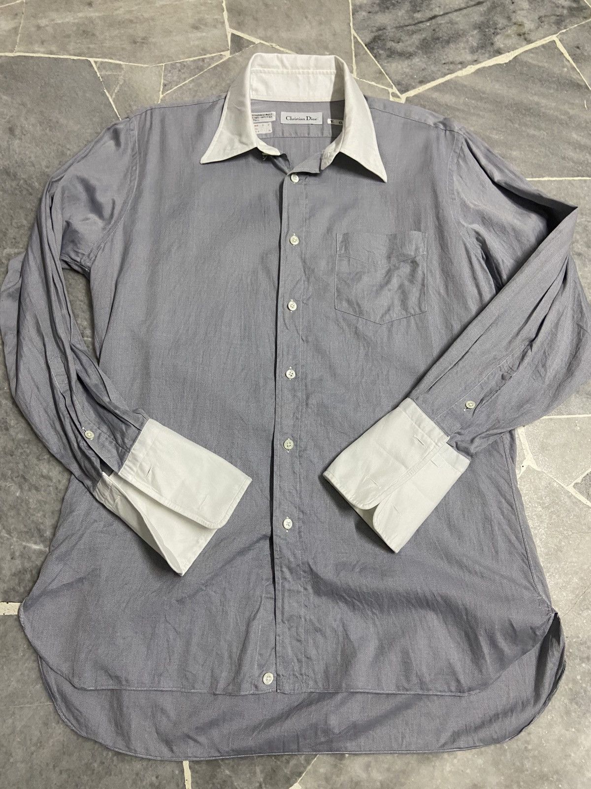 Dior Christian Dior Blue Shirt With White Collar Size US M / EU 48-50 / 2 - 2 Thumbnail