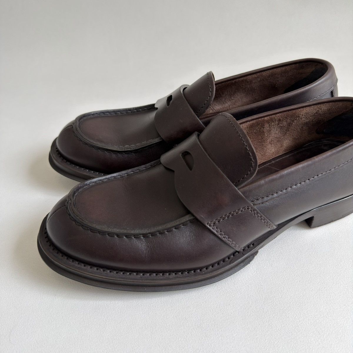 Prada Dark Brown Leather Chunky Loafers Size US 11 / EU 44 - 3 Thumbnail