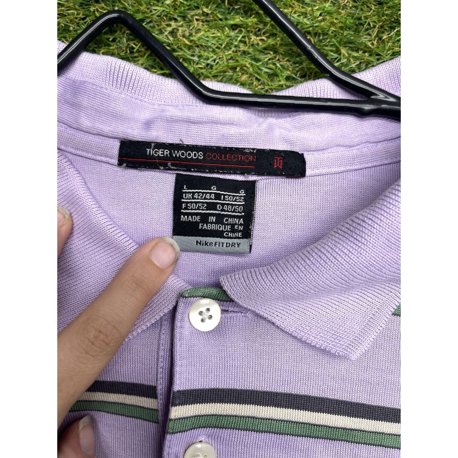 Nike Nike Polo Shirt Mens Large Striped Purple Golf Outdoor Beach Comfort Tiger Woods Size US L / EU 52-54 / 3 - 4 Thumbnail