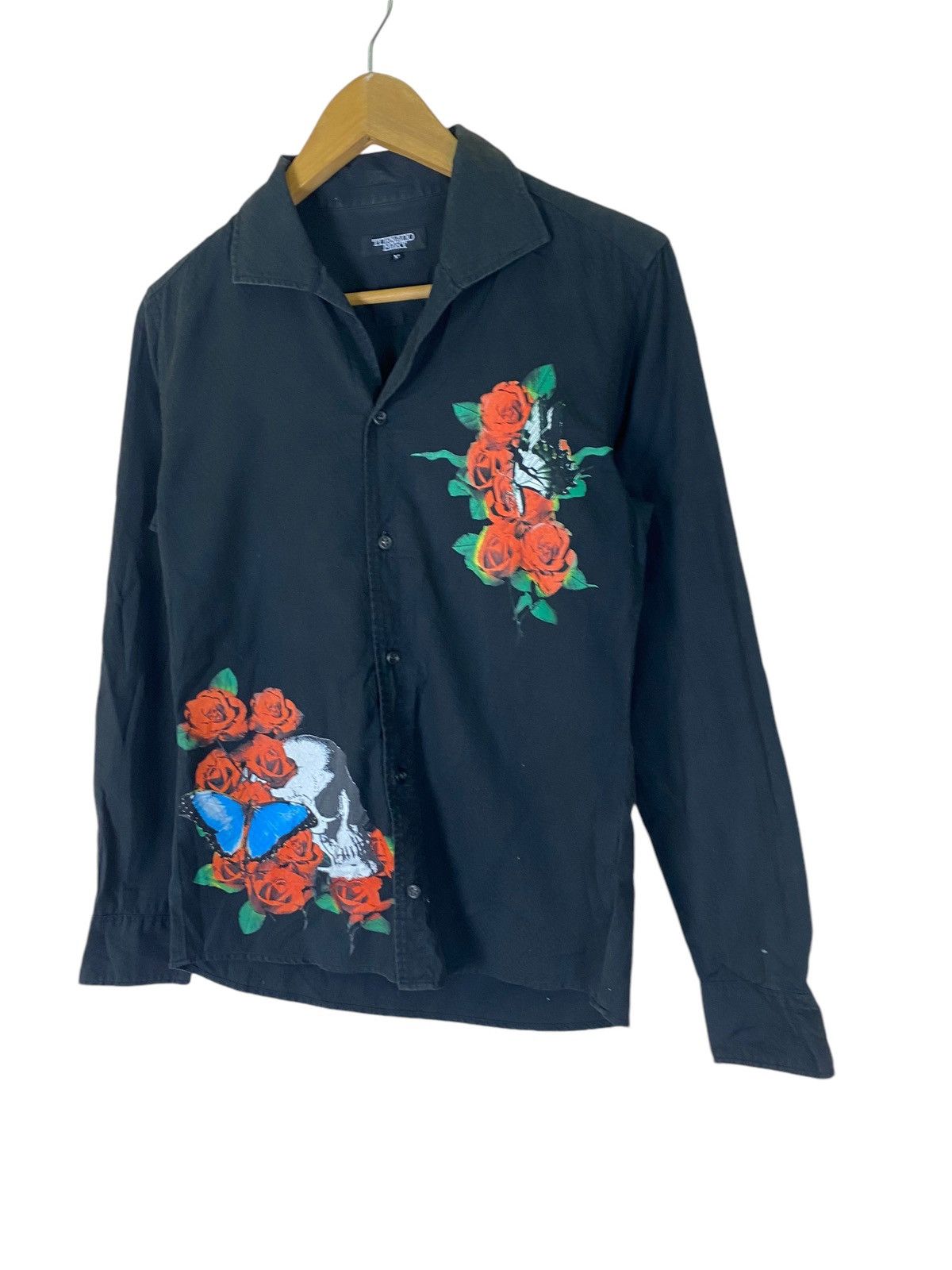 If Six Was Nine × Tornado Mart Japanese Brand Tornado Mart Rose and Skull Design LS Shirt Size M / US 6-8 / IT 42-44 - 3 Thumbnail