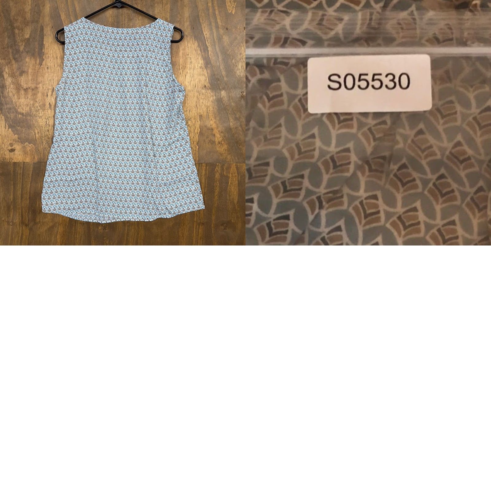 Loft VINTAGE LOFT Outlet Womens Blouse Blue Brown Geometric Pleated Scoop Neck Sleeveless M Size M / US 6-8 / IT 42-44 - 8 Thumbnail