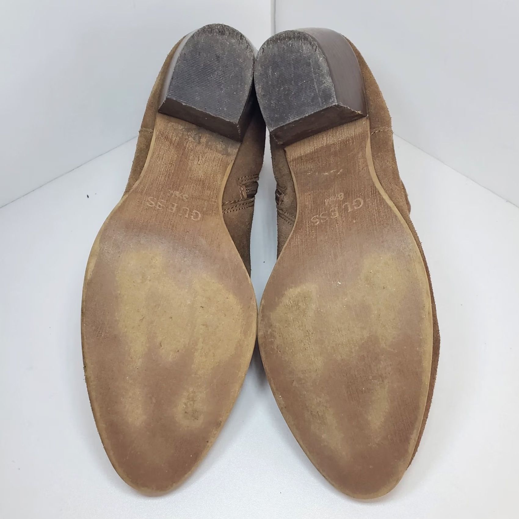 Guess VINTAGE GUESS 90s Y2K Brown Suede Leather Bootie Womens Sz 8.5 Chic City Boho Western Block Heel Buckle Zip Casual Size US 9 / IT 39 - 7 Thumbnail
