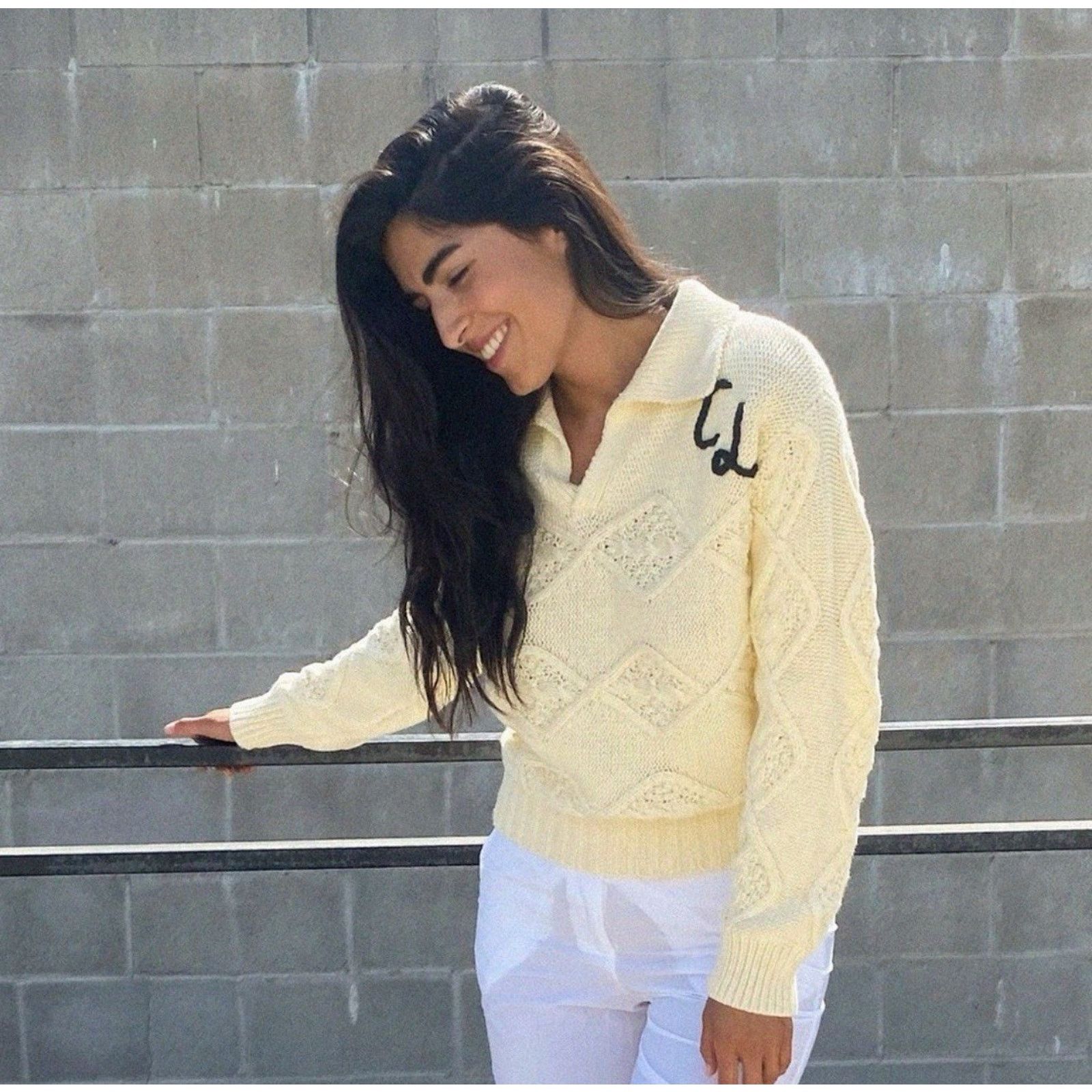 Ciao Lucia Ciao Lucia Cream Cableknit Henley Collar Sweater Cotton XS Size XS / US 0-2 / IT 36-38 - 1 Thumbnail
