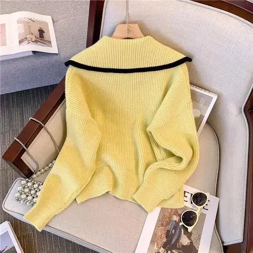 Designer × Japanese Brand Yellow Zipper Lapel Cardigan Sweater Size S / US 4 / IT 40 - 2 Thumbnail