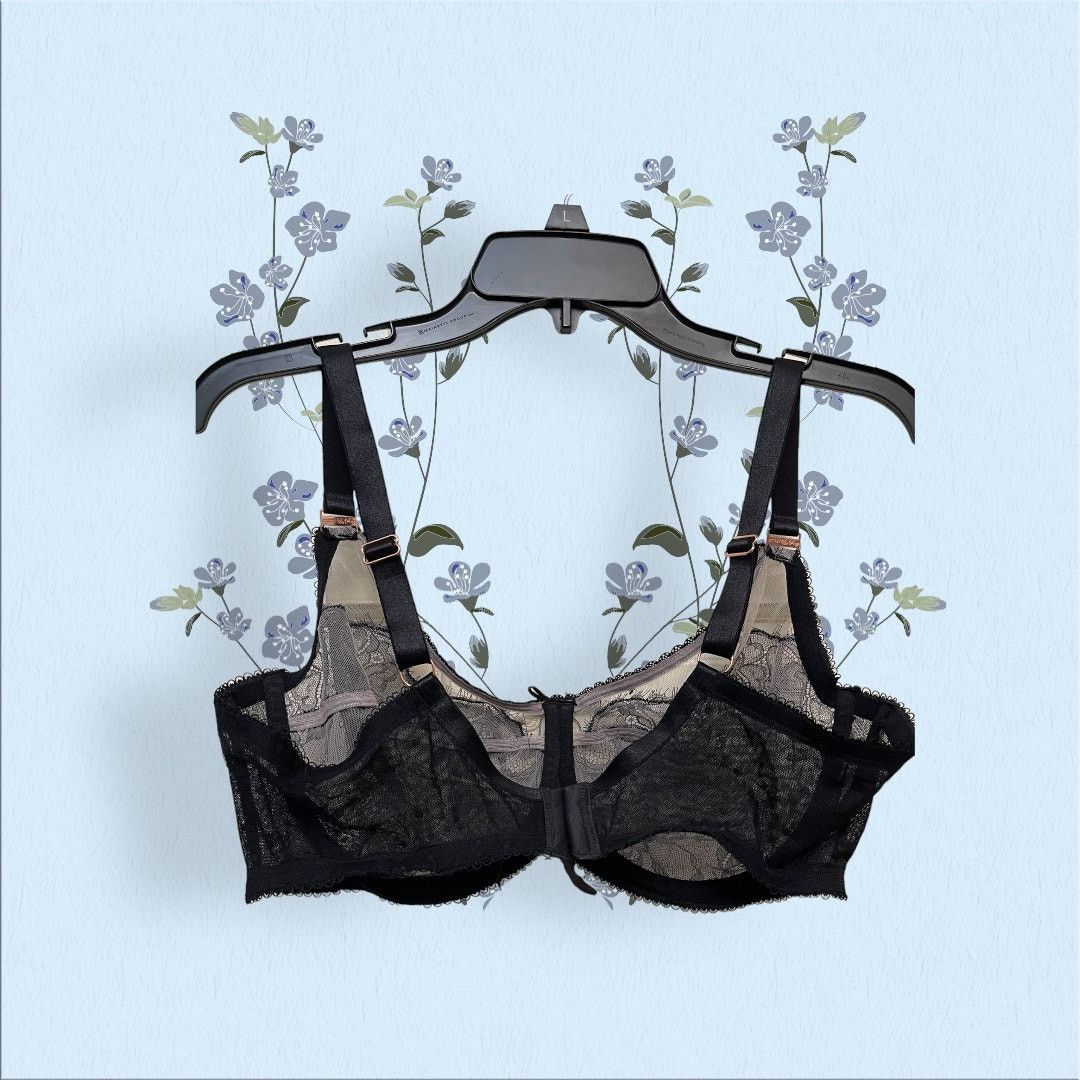 Unknown London New Smart and Sexy Black Beige Bra Lacy Signature Lace 40D Size ONE SIZE - 3 Thumbnail