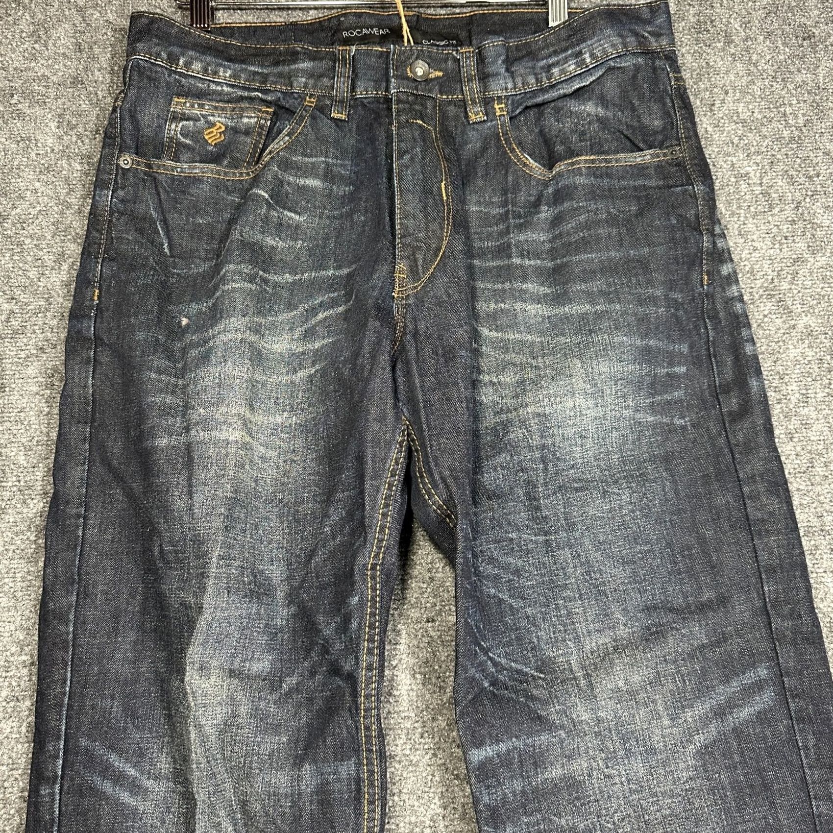 Rocawear Rocawear Jeans Mens 36 Classic Fit Dark Wash Cotton Pockets Logo Zip Fly Jeans Denim Blue 5-Pocket Design Classic Fit Mens Size US 36 / EU 52 - 3 Thumbnail