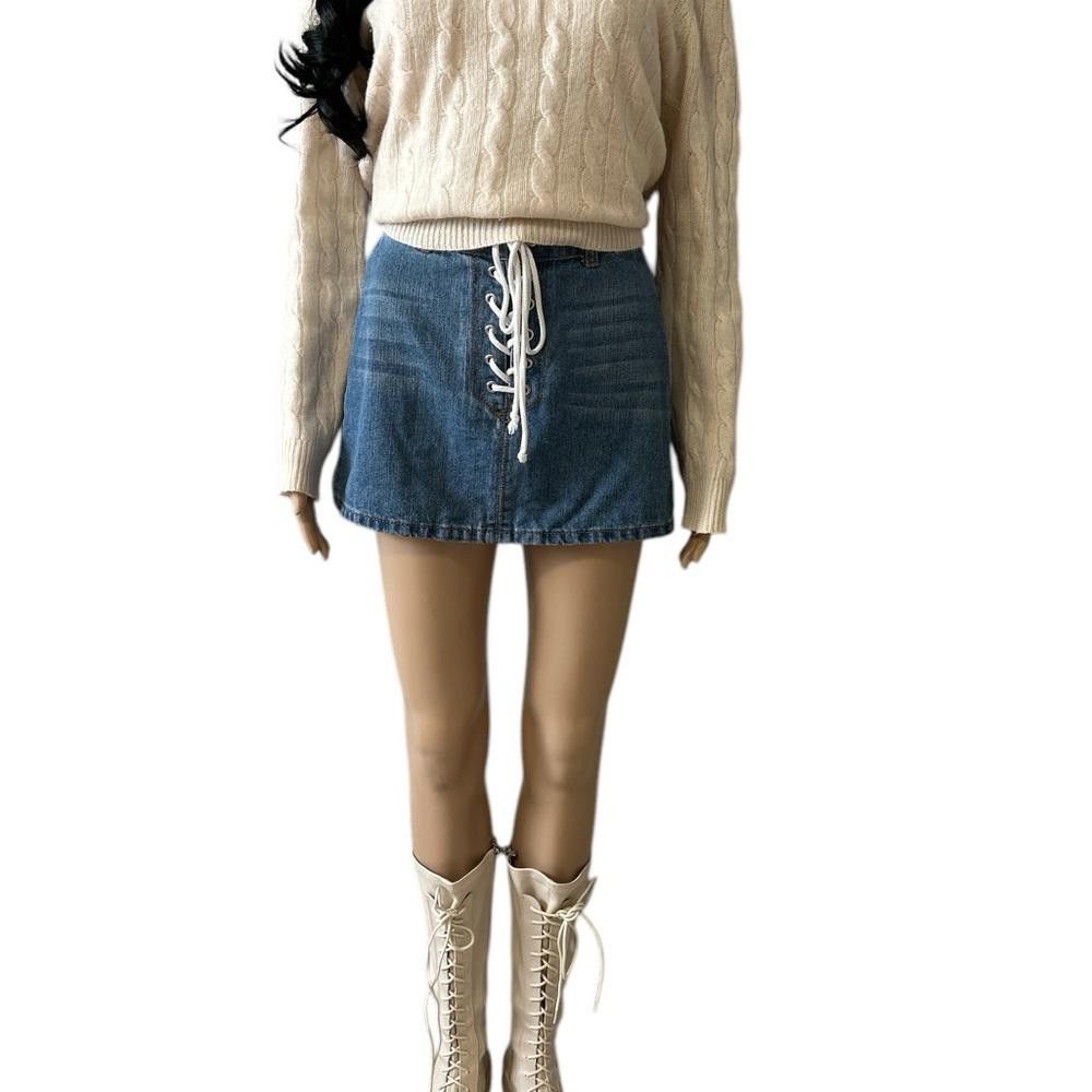 Forever 21 Forever 21 Lace-Up Denim Skirt - Chic and Trendy Size 28" / US 6 / IT 42 - 2 Thumbnail