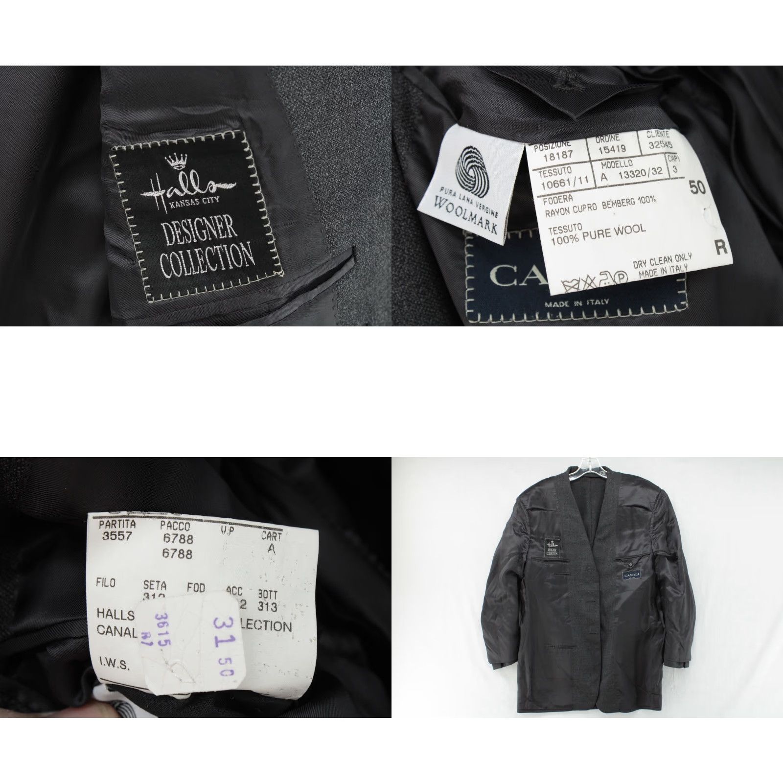 Canali Canali Blazer Mens 50R Charcoal Gray Wool 3-Button Italy Classic Luxury Blazer Size 50R - 8 Thumbnail