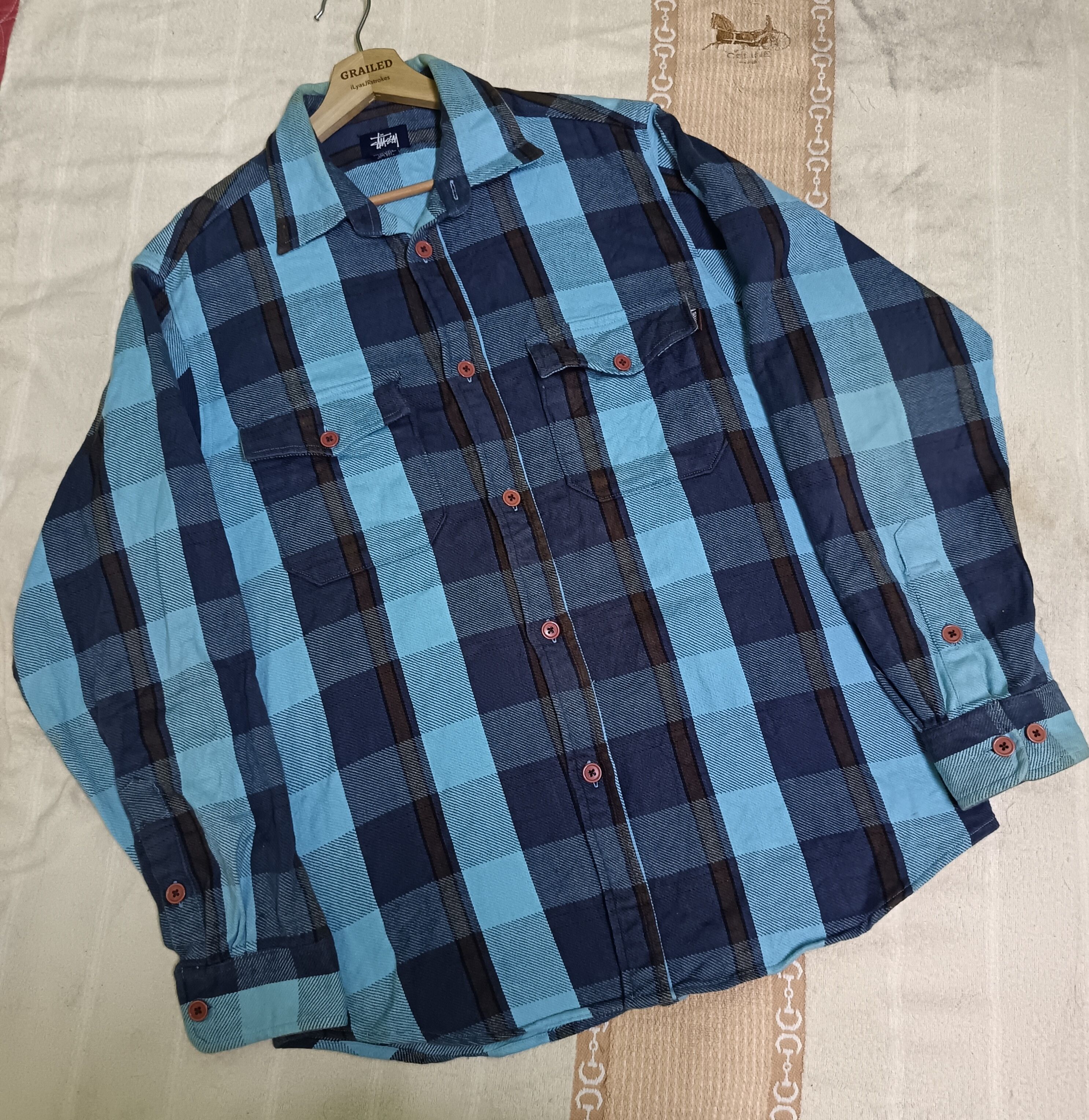 Stussy × Vintage Stussy Flannel Long Sleeve Collar Size US L / EU 52-54 / 3 - 1 Thumbnail
