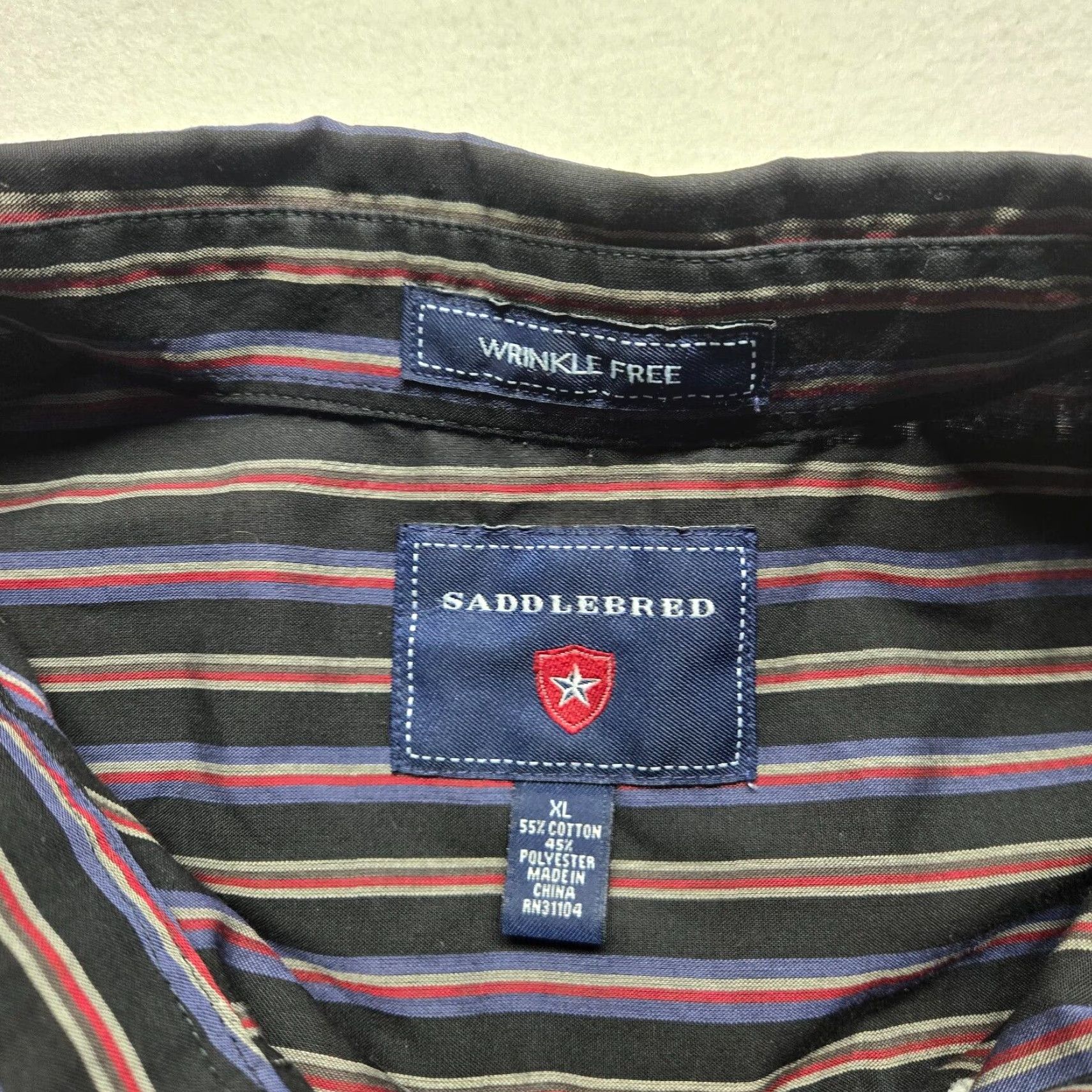 Vintage Saddlebred Shirt Button-Up Striped Black Long Sleeve Adult Men XL Size US XL / EU 56 / 4 - 3 Thumbnail