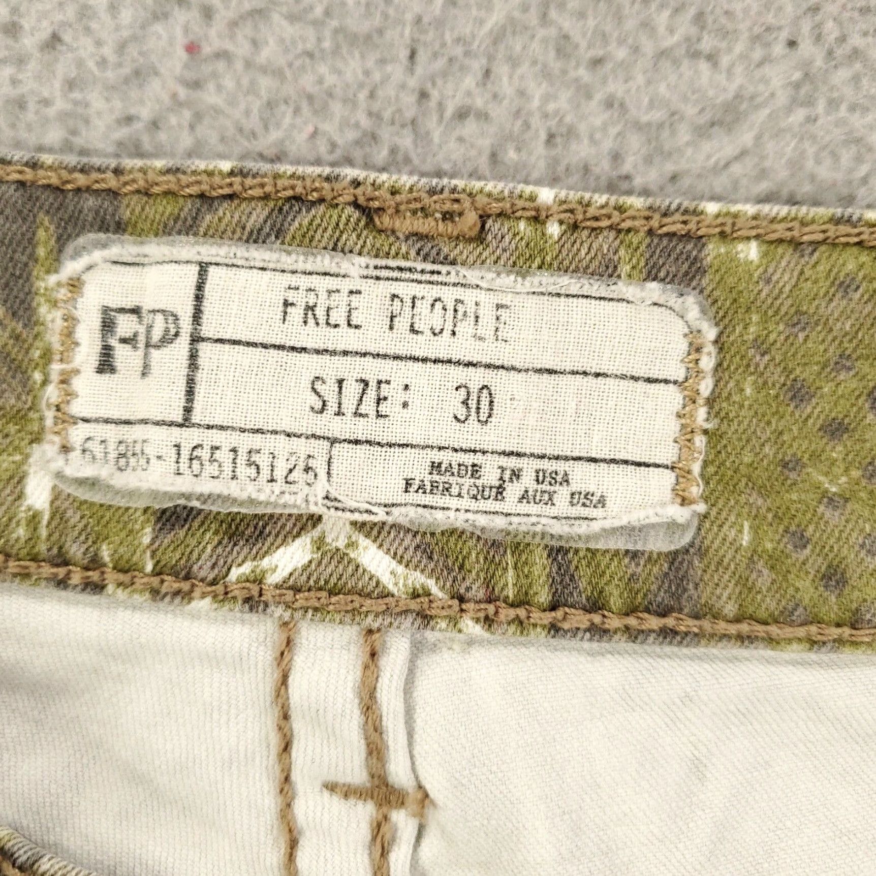 Free People Free People Jeans Women 30 Green Geometric Aztec Southwestern Denim Stretch Slim Tapered Womens Size 30" / US 8 / IT 44 - 7 Thumbnail