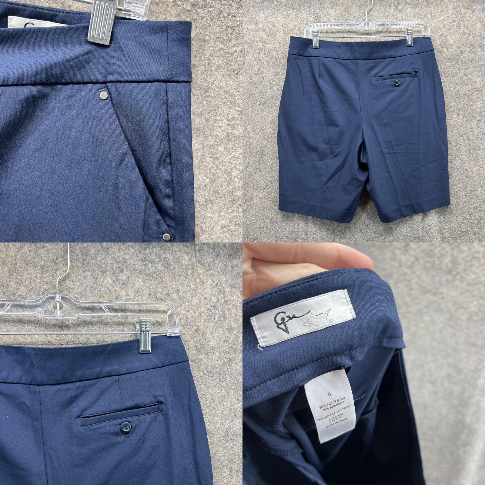 Vintage Greg Norman Shorts Women 6 Blue Navy Chino Pleated Polyester Spandex Golf Size 28" / US 6 / IT 42 - 8 Thumbnail