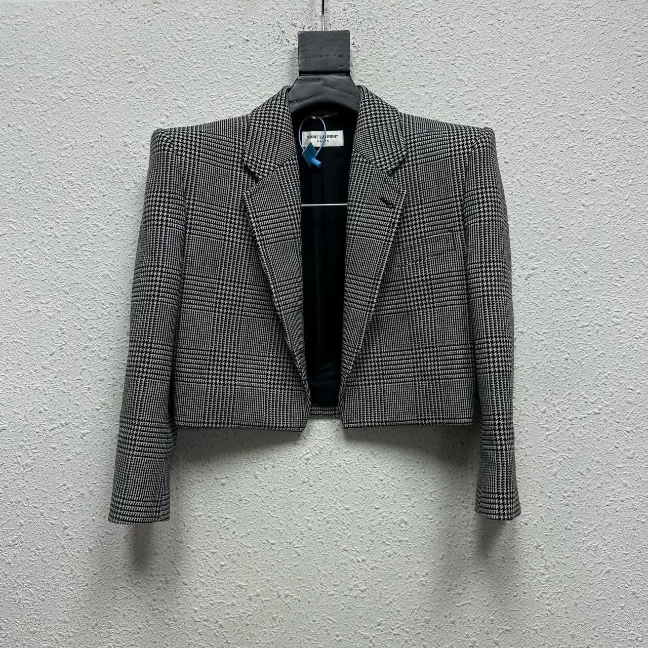 Saint Laurent Paris Saint Laurent Checkered Cropped Blazer Size XXS / US 00 / IT 34 - 1 Thumbnail