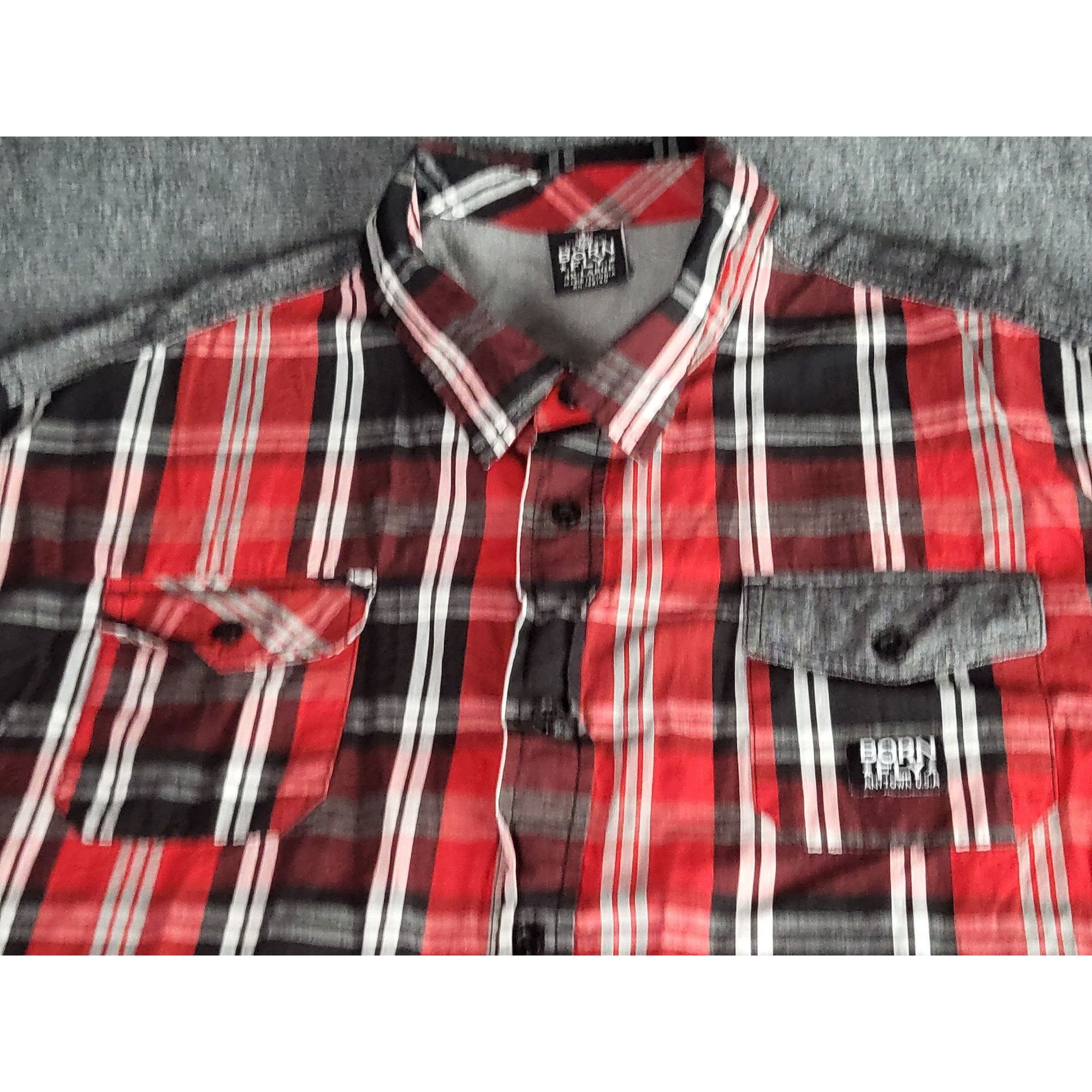 Born Fly Born Fly Red Plaid Button Up Shirt Men Sz 4XL Cotton Plus Si Size US XXL / EU 58 / 5 - 2 Thumbnail