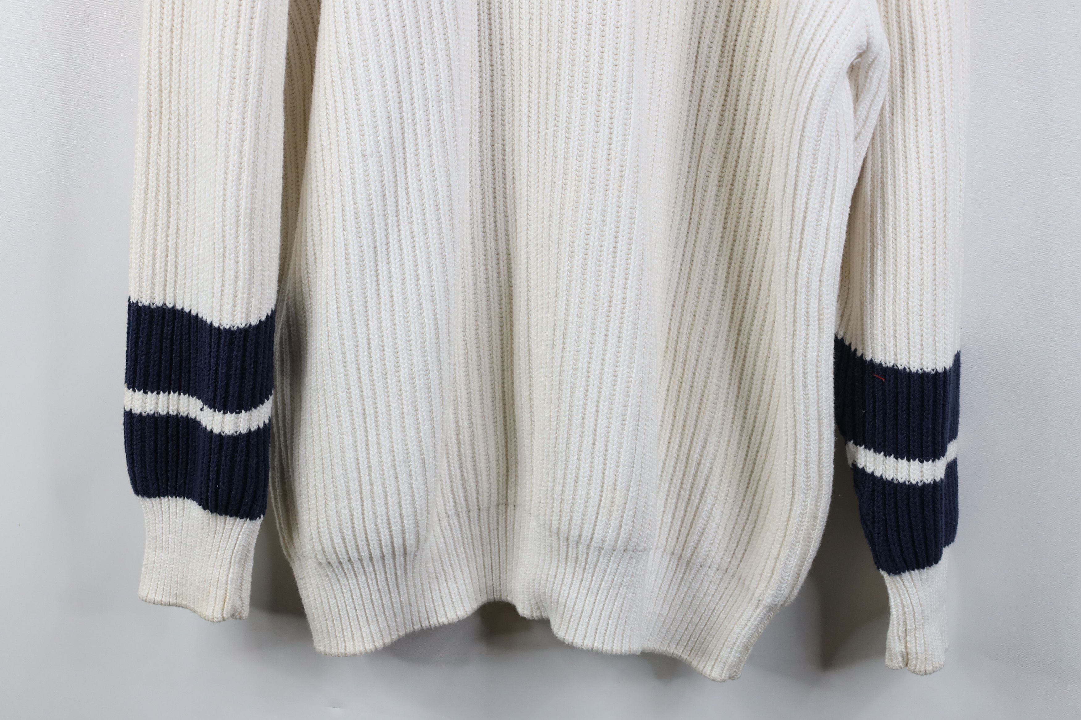 Nautica Vintage 90s Nautica Ribbed Knit Shawl Cardigan Sweater White Size US L / EU 52-54 / 3 - 16 Thumbnail