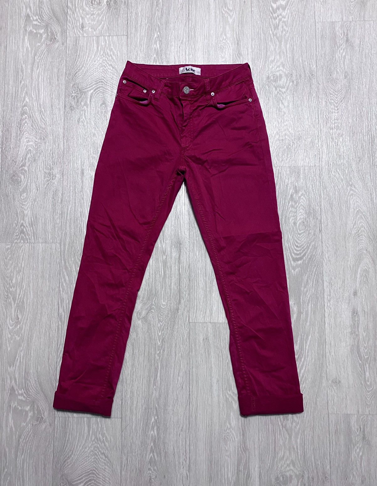Acne Studios Womens Acne Studios Flex Satin Red Cotton Stretch Pant Jeans Size 28" / US 6 / IT 42 - 5 Thumbnail