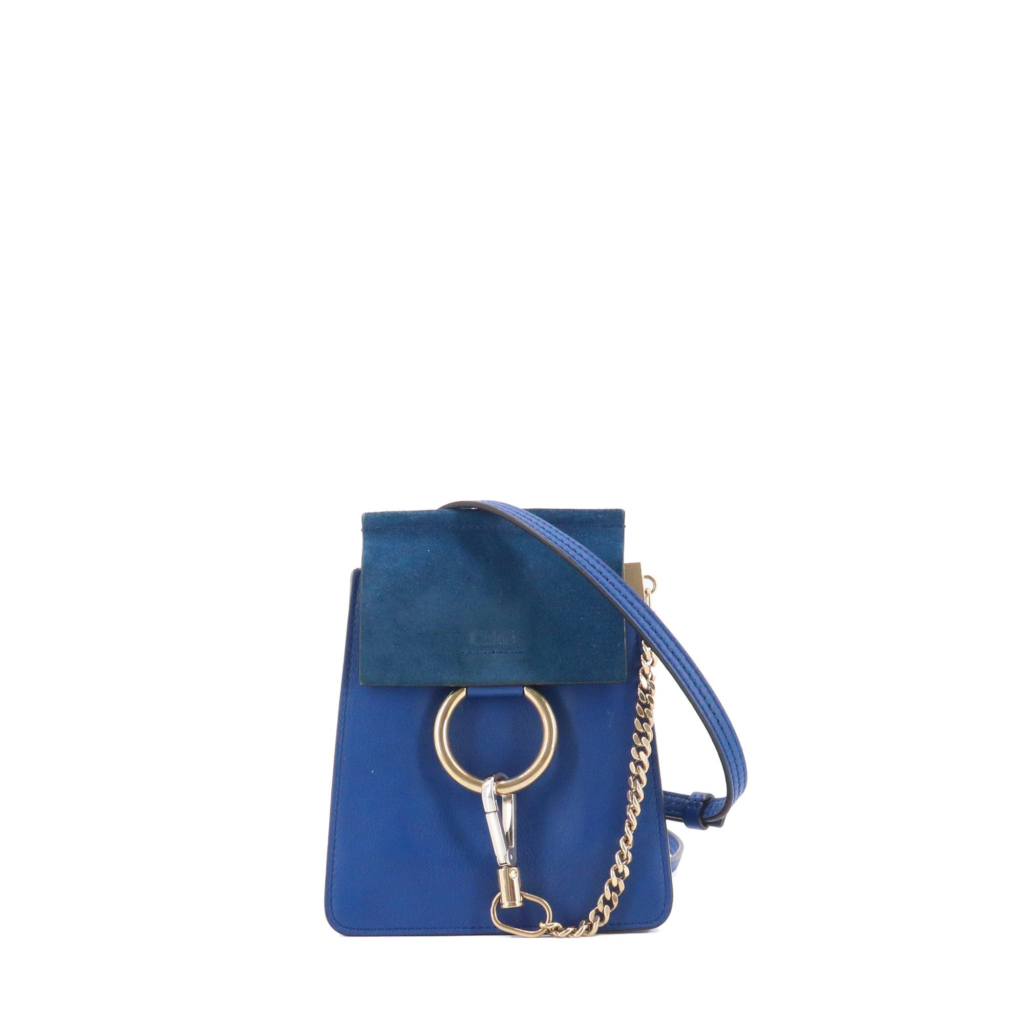 CHLOÉ Faye small Chloe shoulder bag in blue leather and suede