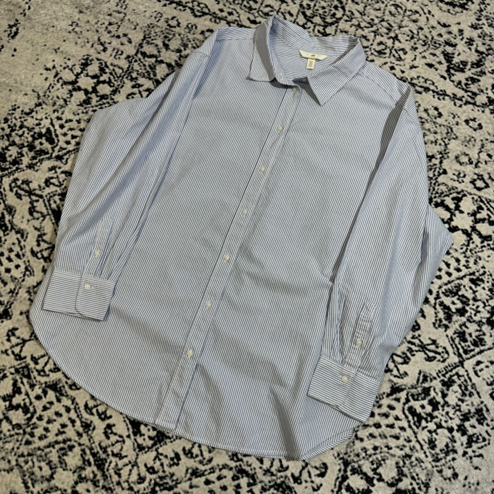 H&M × Vintage Vintage Unisex White Blue Cotton XL Shirt H&M Y2K 90s Size US XL / EU 56 / 4 - 2 Thumbnail