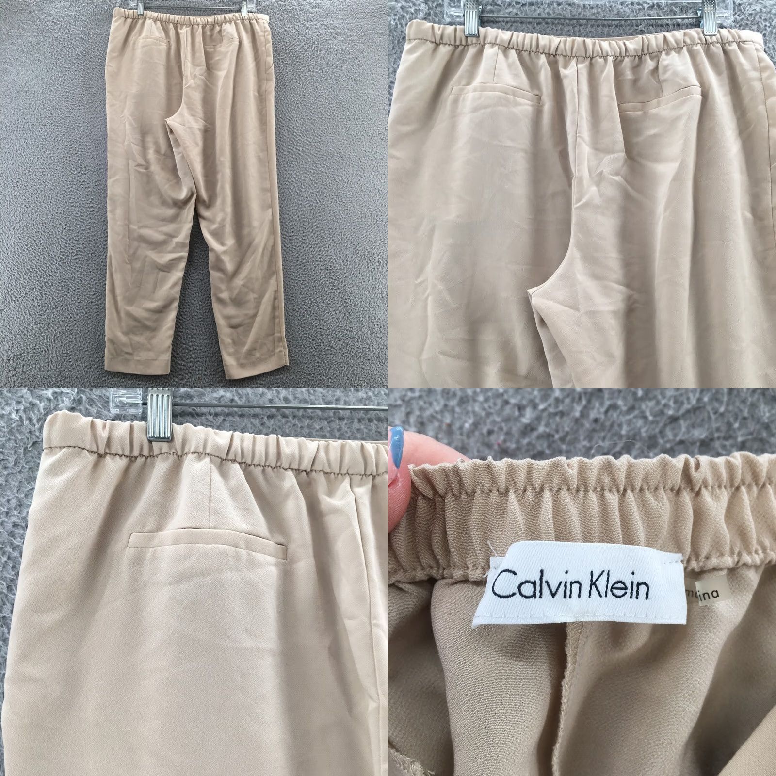 Calvin Klein Calvin Klein Dress Pants Womens Beige Pleated Front Zip Dress Pants Size 24" / US 00 / IT 34 - 9 Thumbnail