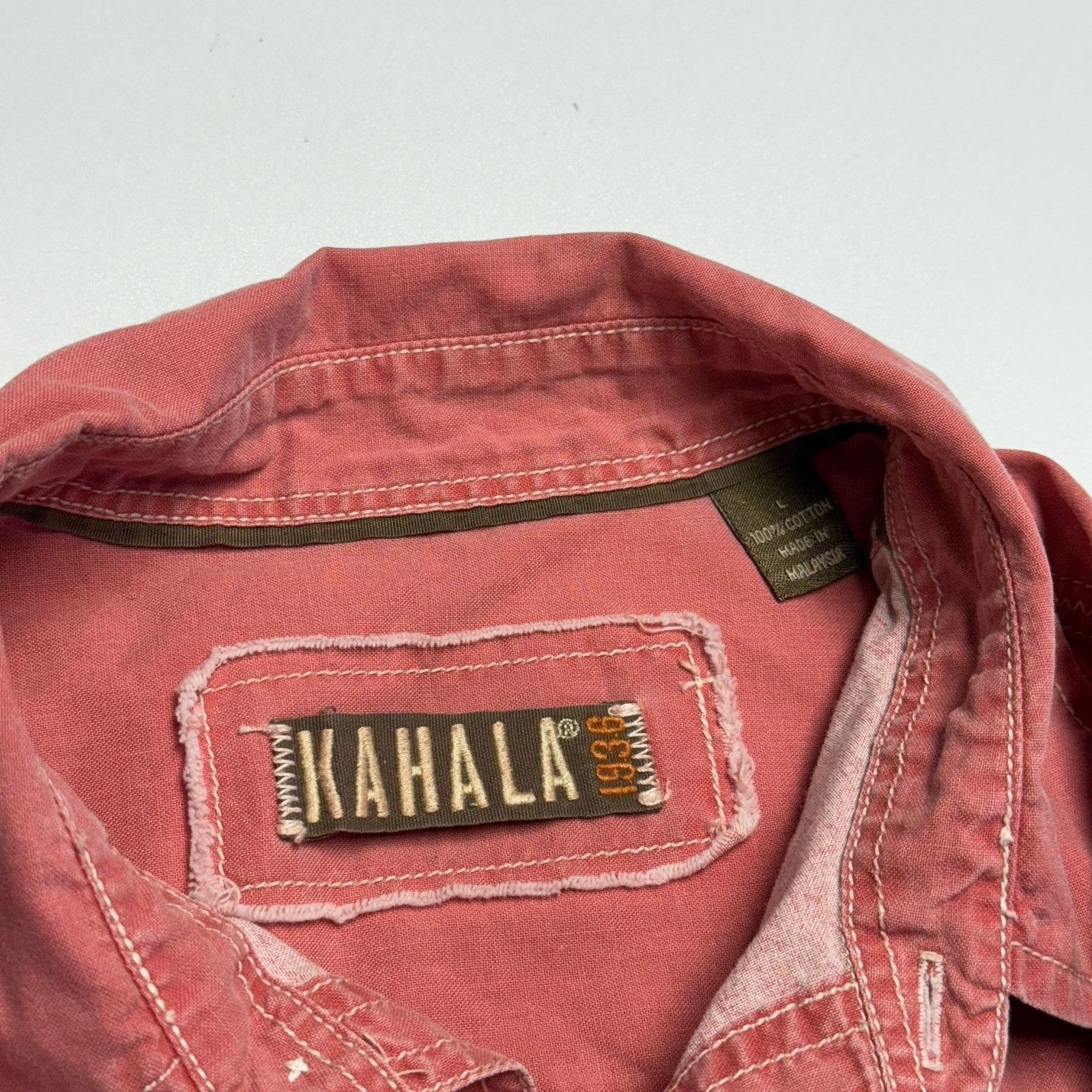 Kahala Kahala 1936 Button Up Shirt Mens L 25x30.5 Pink Long Sleeve Size US L / EU 52-54 / 3 - 4 Thumbnail