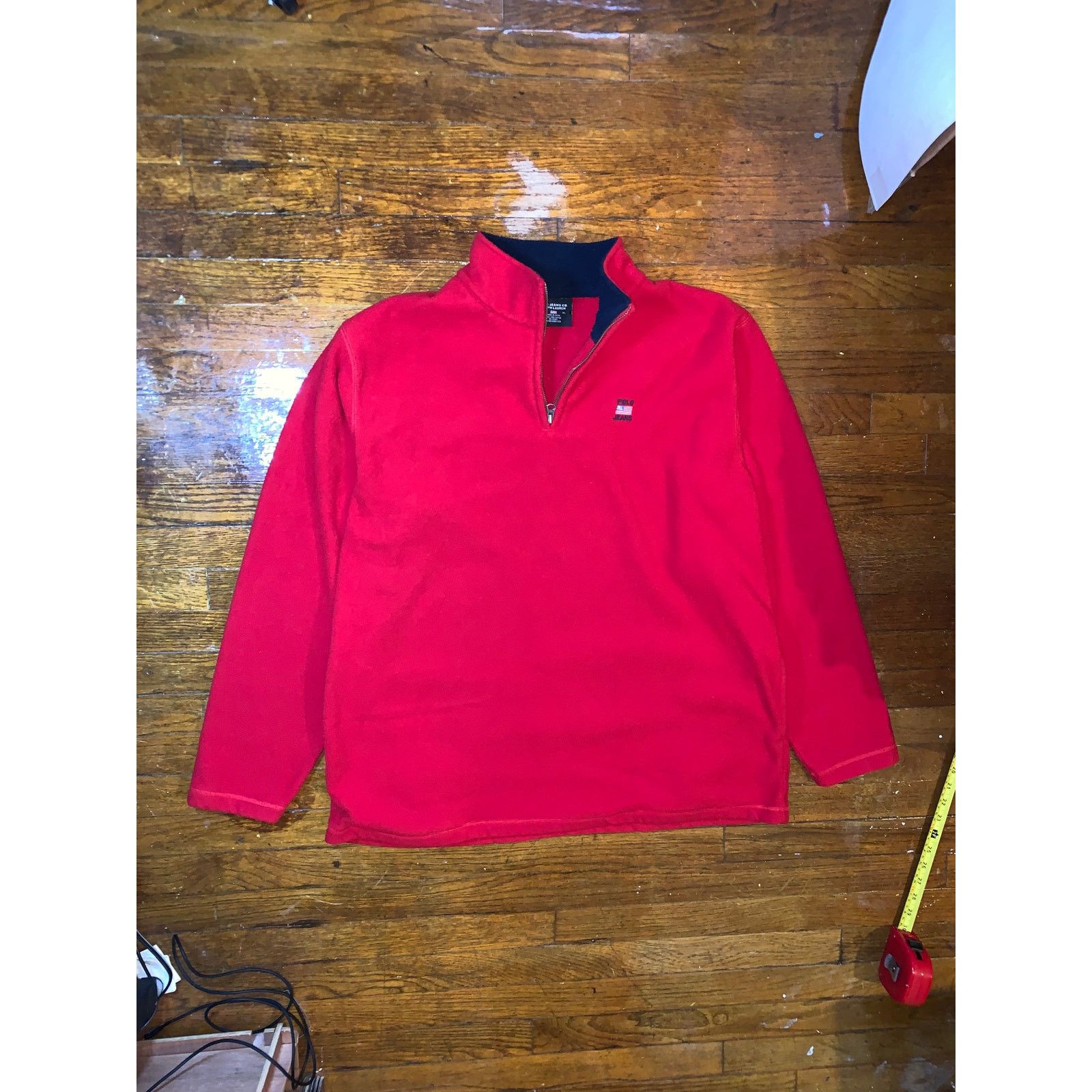 Ralph Lauren Sport Vintage Polo Jeans Co Fleece Quarter Zip XL Red Flag Logo Size US XL / EU 56 / 4 - 1 Thumbnail