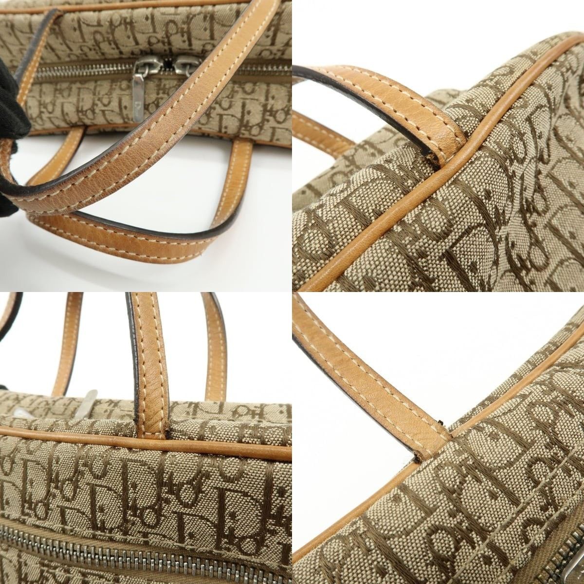 Christian Dior Monsieur Christian Dior Trotter Canvas & Leather Top Handle Bag Brown Size ONE SIZE - 4 Thumbnail