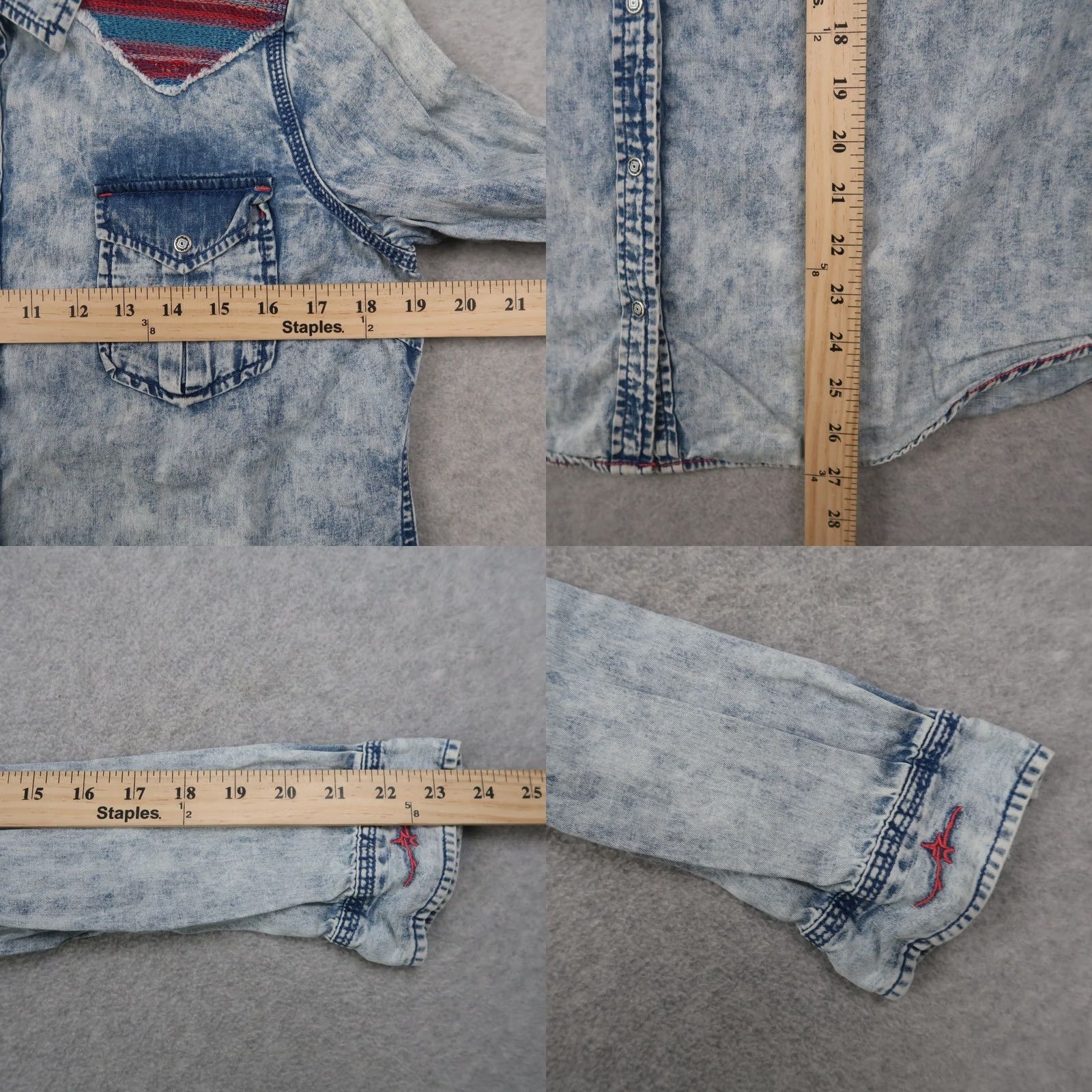 Denime RYAN MICHAEL Western Denim Long Sleeve Shirt M Medium Blue Button-Up Casual Workwear Women Size M / US 6-8 / IT 42-44 - 8 Thumbnail