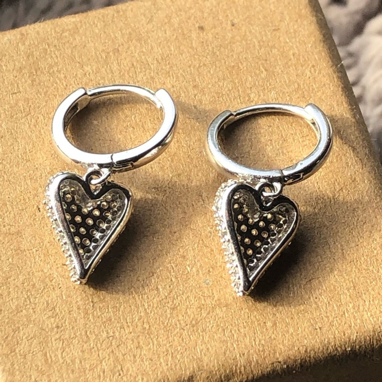Other Pave CZ 925 sterling silver huggie dangle earrings Size ONE SIZE - 3 Thumbnail