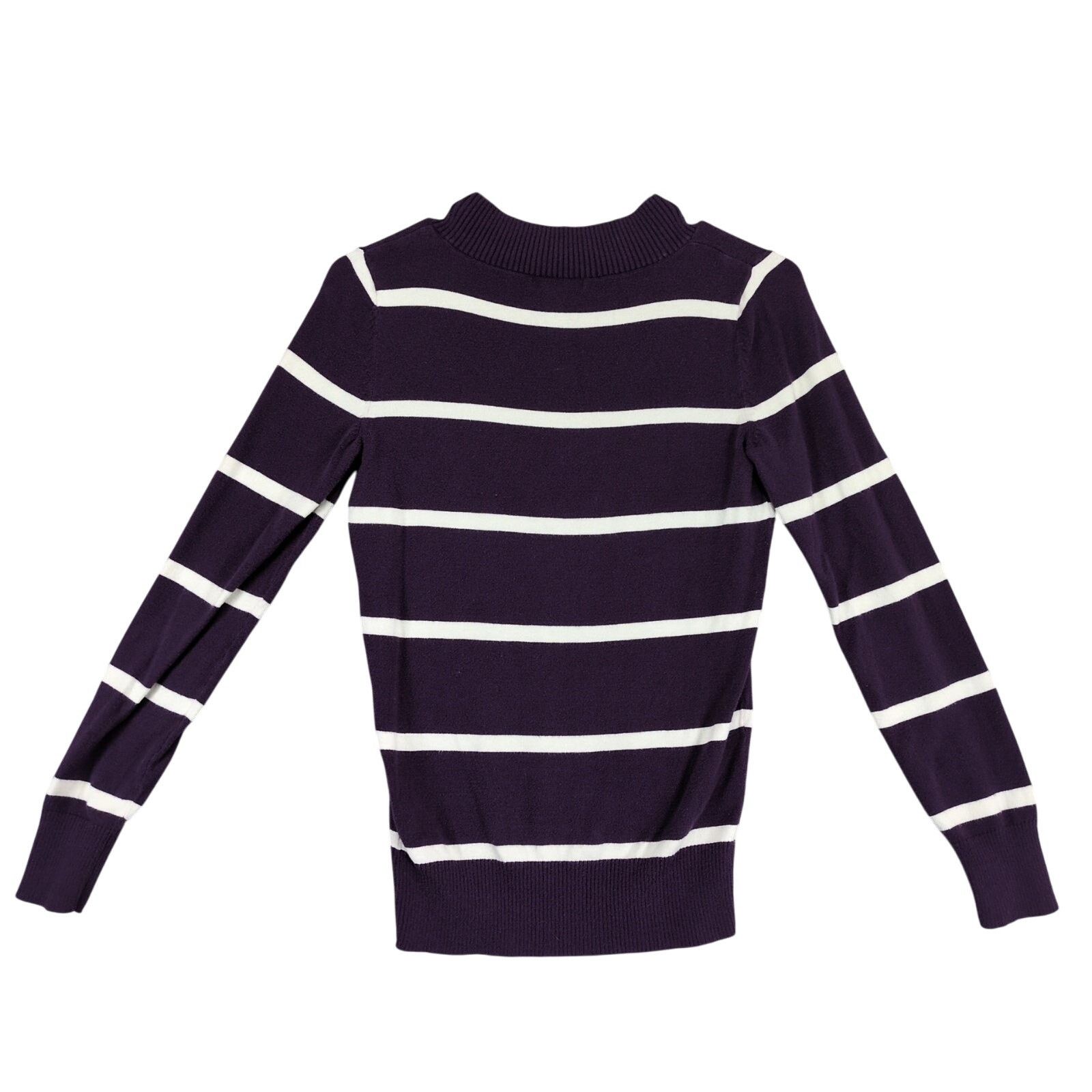 Gap GAP Women's XS V-Neck Purple Striped Knit Sweater Top Size XS / US 0-2 / IT 36-38 - 4 Thumbnail
