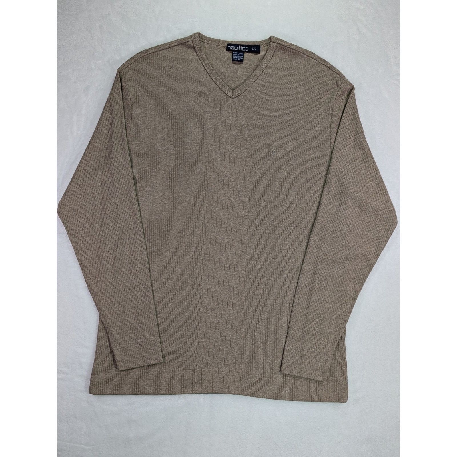 Nautica Large Tan Navtech Performance Classic-Fit Soft VNeck Sweater Size US L / EU 52-54 / 3 - 1 Thumbnail