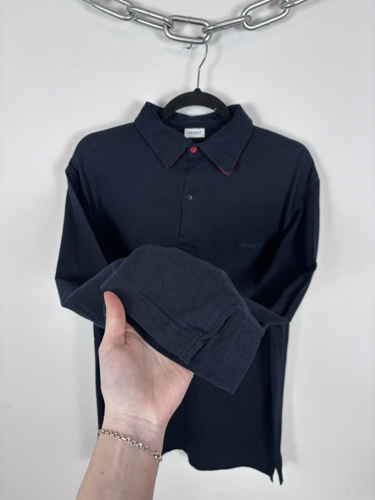 Zimmerli Zimmerli Swiss First Men’s Navy Blue Long Sleeve Polo Shirt Size US L / EU 52-54 / 3 - 8 Thumbnail