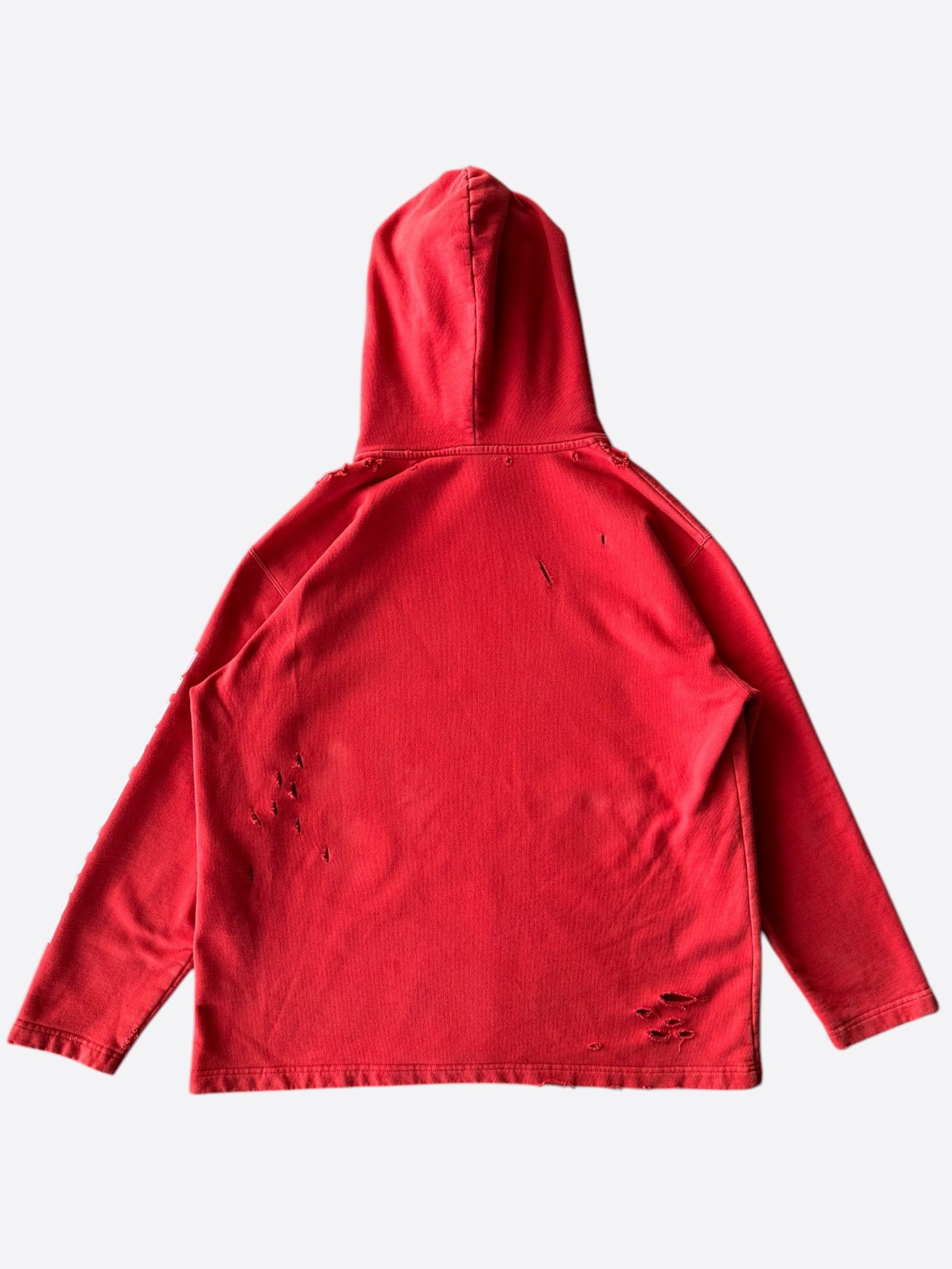 Balenciaga Balenciaga Red & Pink BB Logo Distressed Hoodie Size US M / EU 48-50 / 2 - 2 Thumbnail
