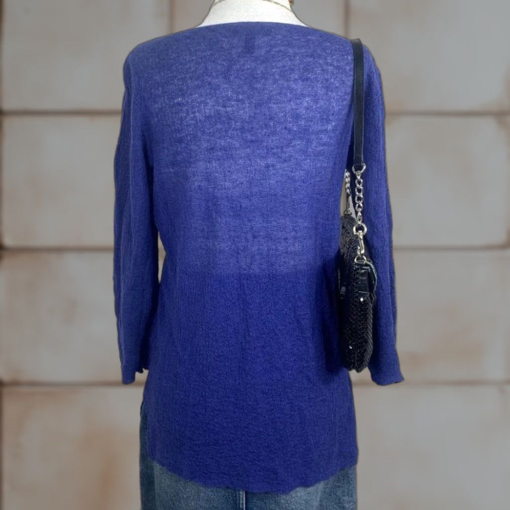 Eileen Fisher Eileen Fisher Tunic Blouse Blue Long Sleeve Lightweight Knit Women's XXS 2XS Bohemian Shirt Size XXS / US 00 / IT 34 - 1 Thumbnail