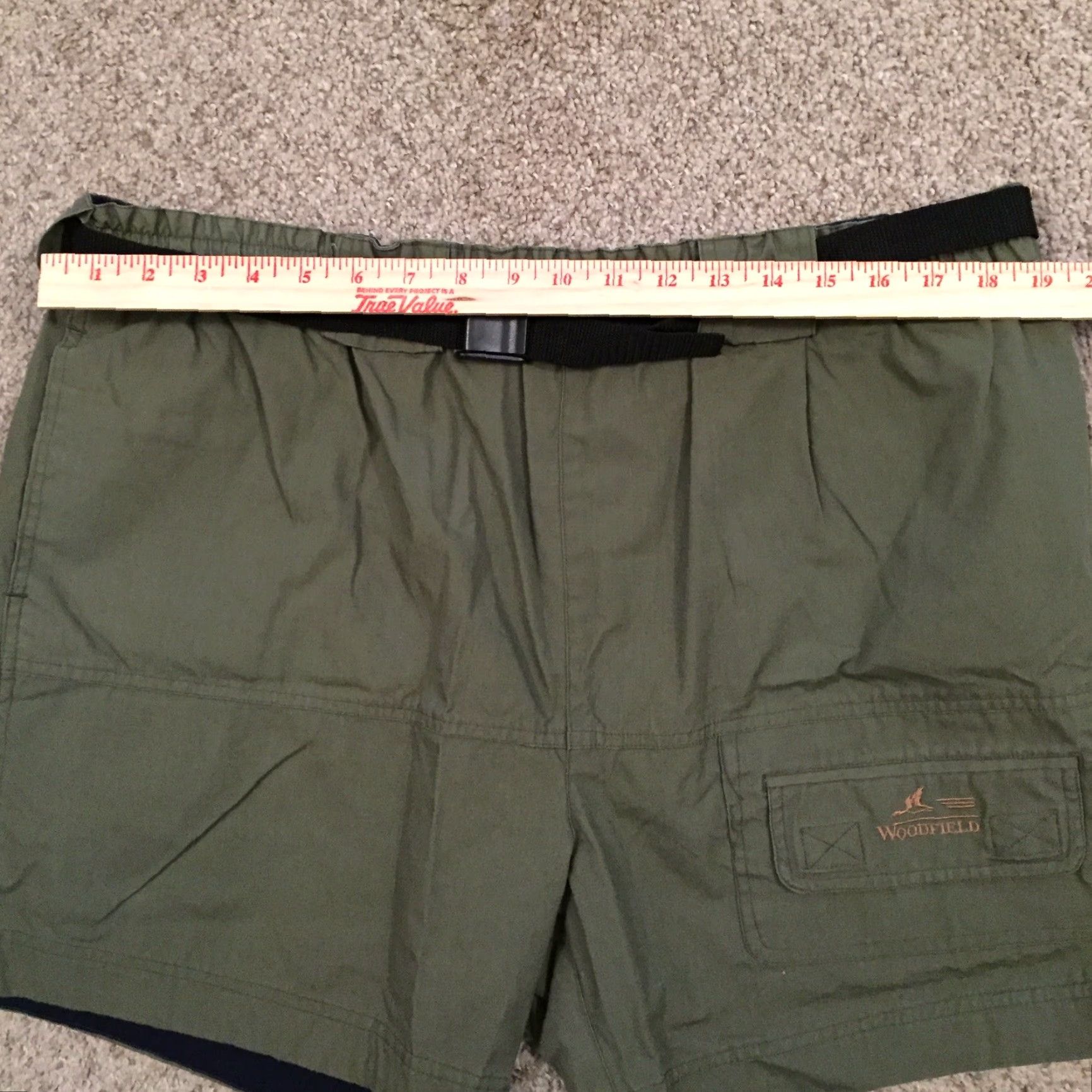 Vintage Cargo Woodfield Green Trunks Mens Large Lined Nylon Cotton Blend Belted Swim Bottom Size US 33 - 2 Thumbnail