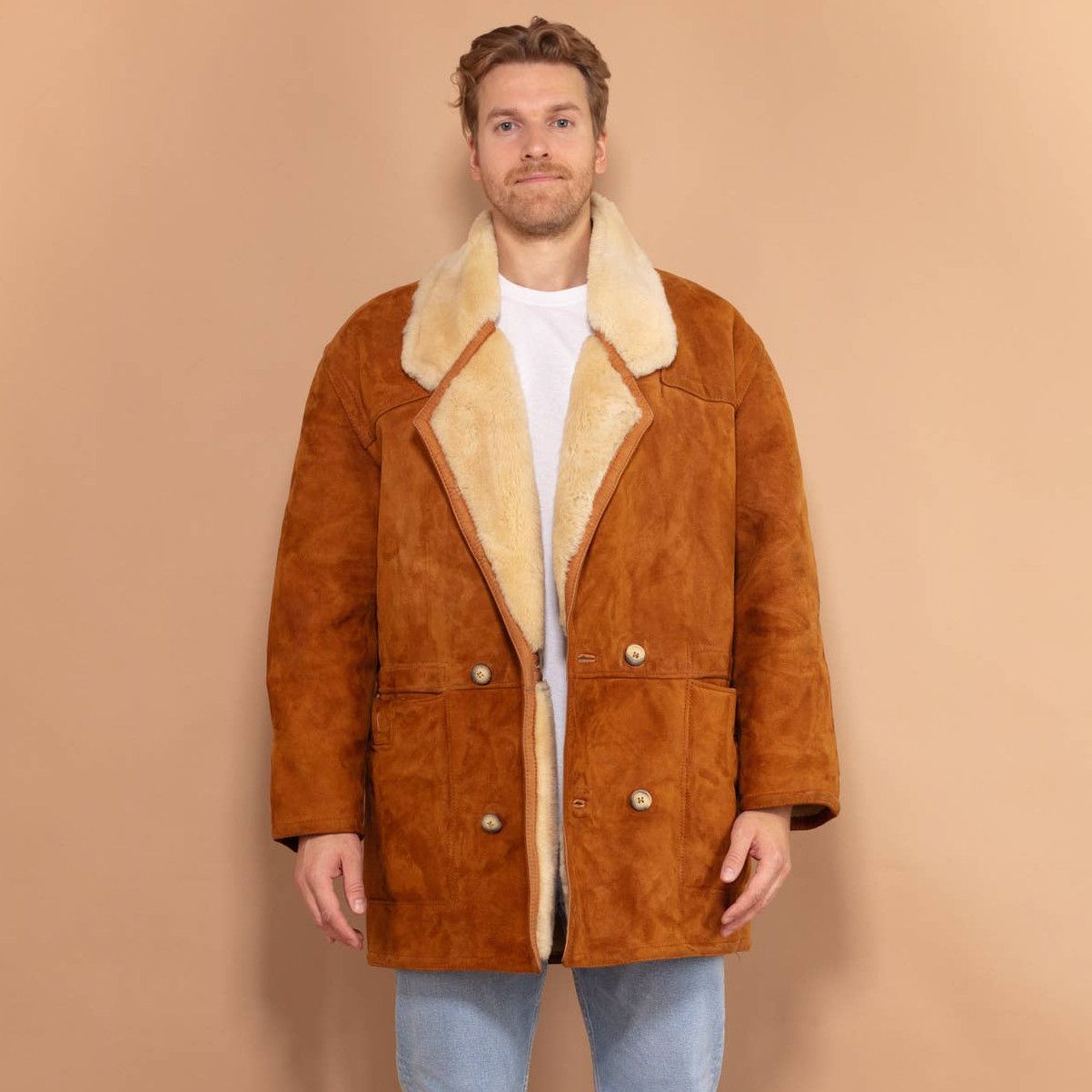 Sheepskin Coat Vintage 70's Men Sheepskin Coat in Brown | Grailed