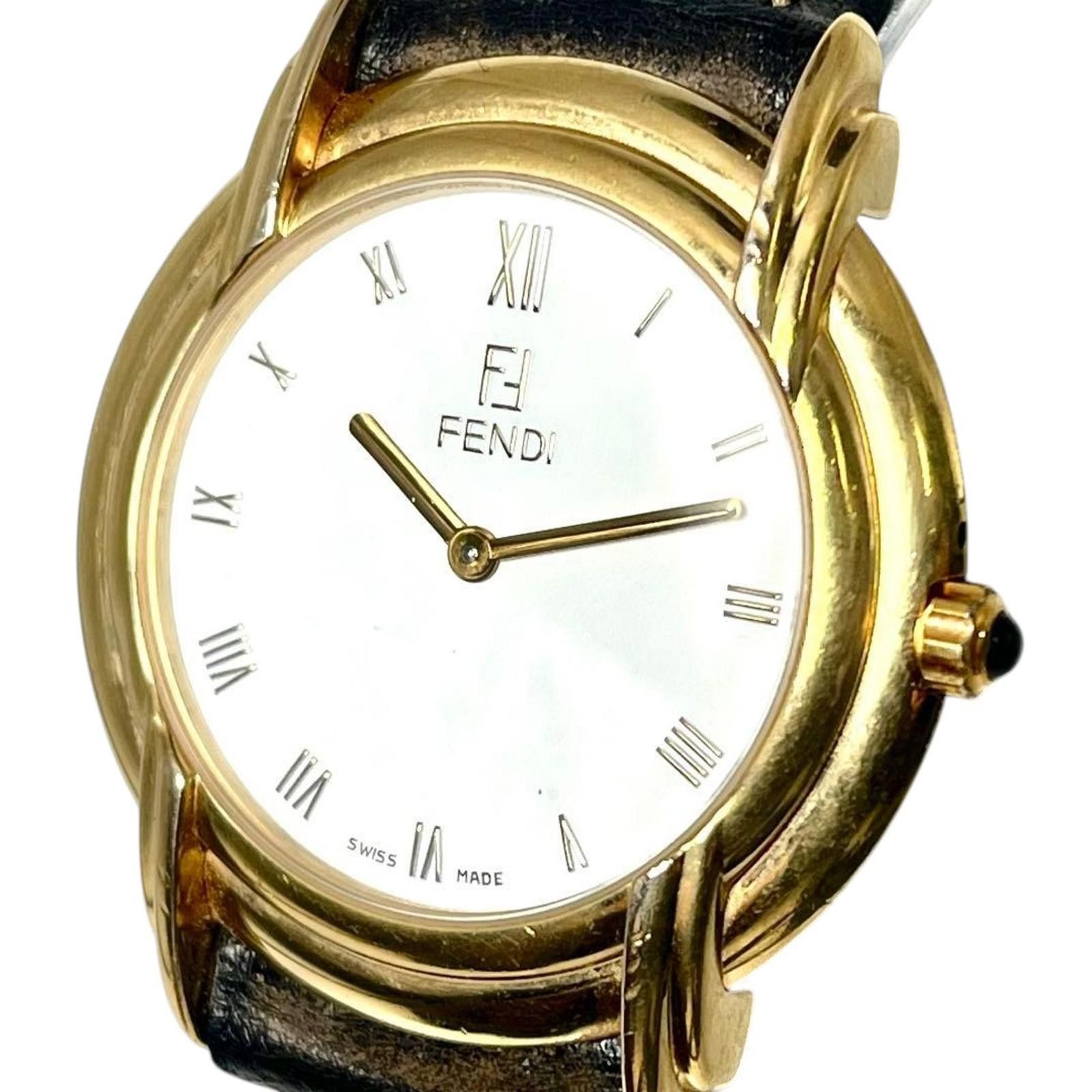 Fendi Fendi - Vintage Gold Tone Leather Strap Watch Size ONE SIZE - 1 Thumbnail