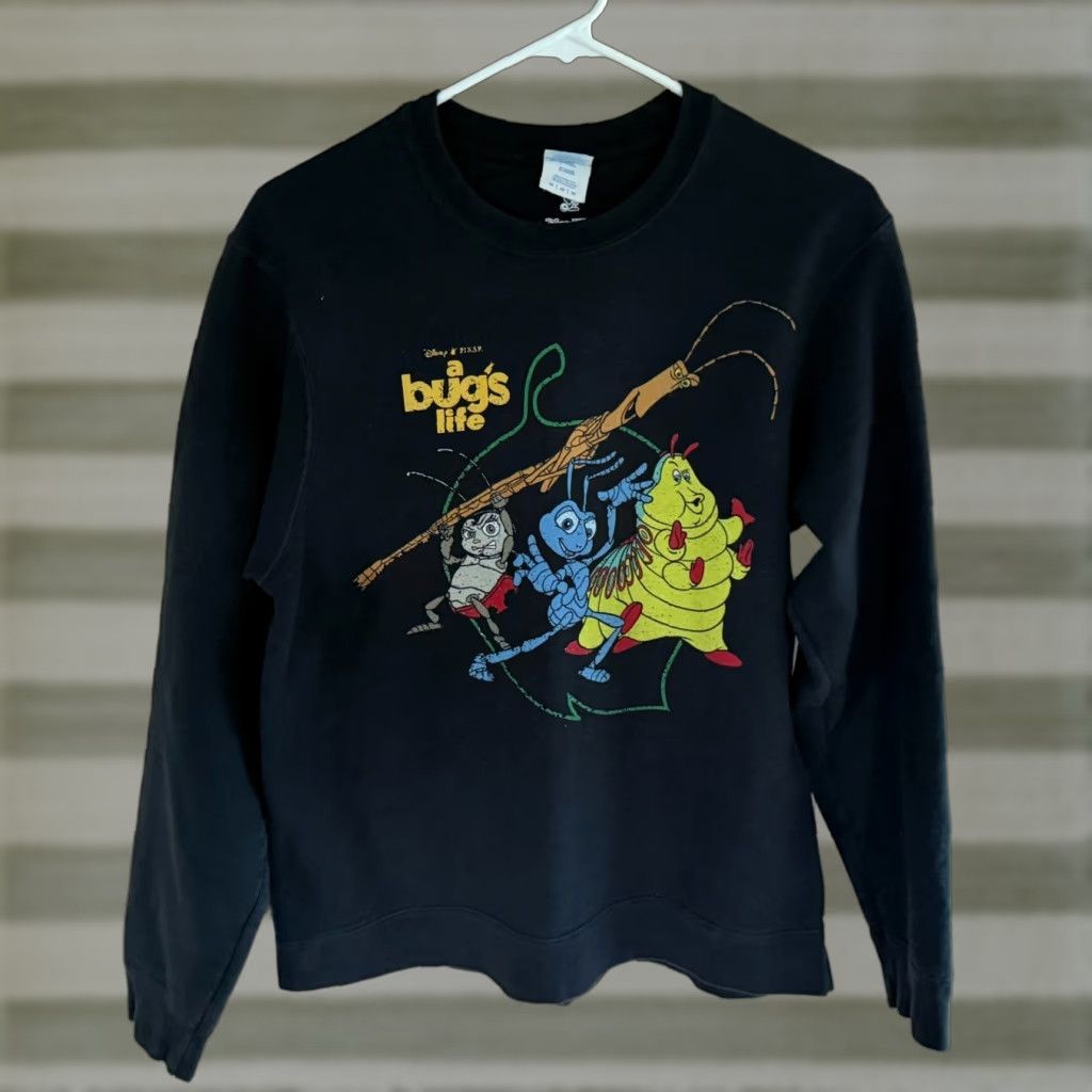 VINTAGE Disney A Bug's Life Sweatshirt Crew Neck Graphic Print Black M Unisex Adults Medium Womens/Mens?