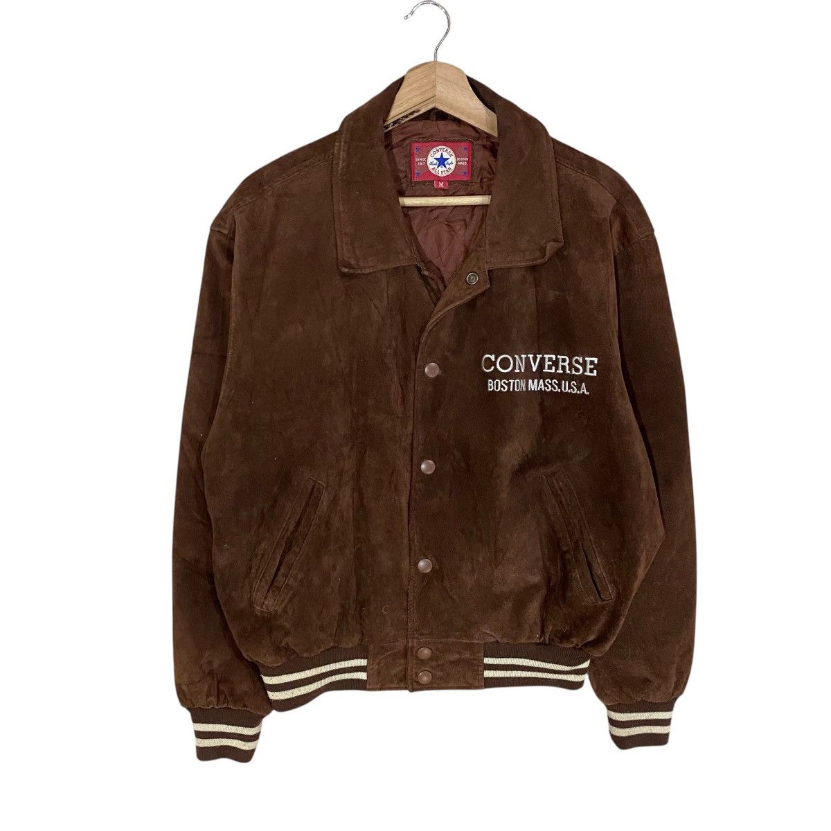 Converse × Genuine Leather 🔥VTG CONVERSE CHUCK TAYLOR PIGSKIN LEATHER VARSITY JACKET Size US M / EU 48-50 / 2 - 2 Thumbnail