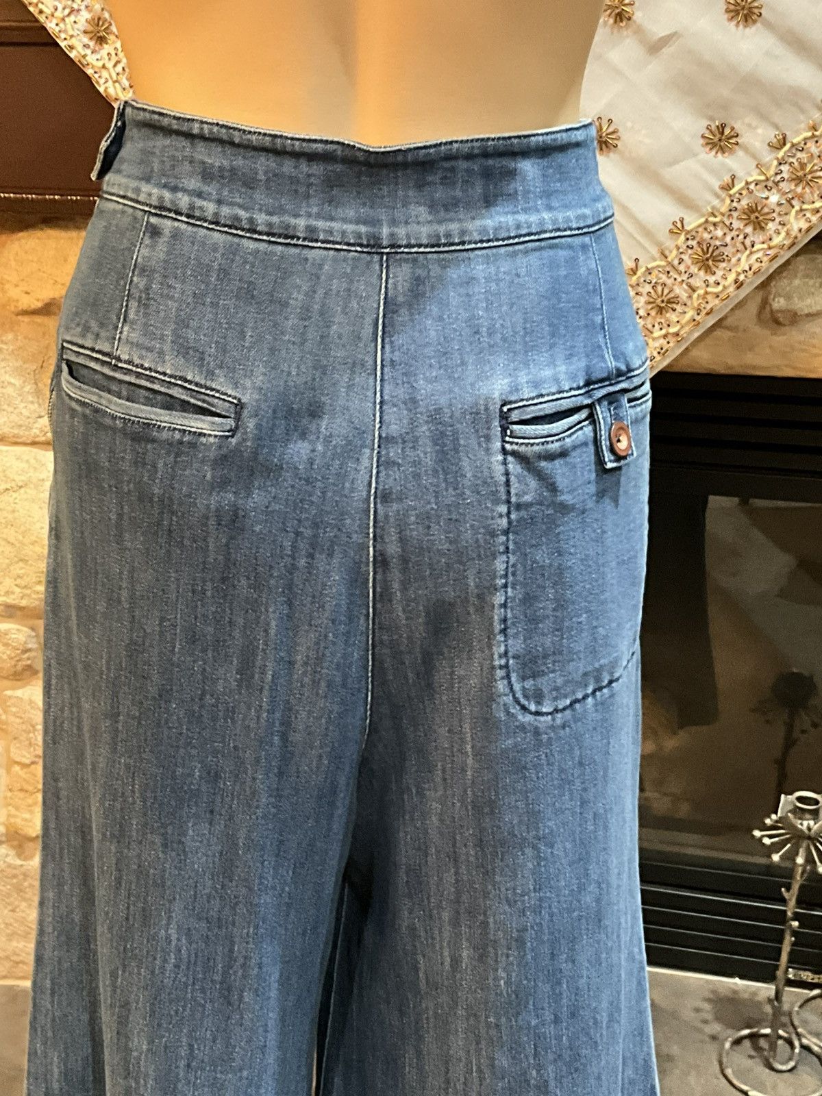 Anthropologie Anthropologie Pilcro And The Letterpress Wide-Leg Blue Jeans Size 32" / US 10 / IT 46 - 6 Thumbnail