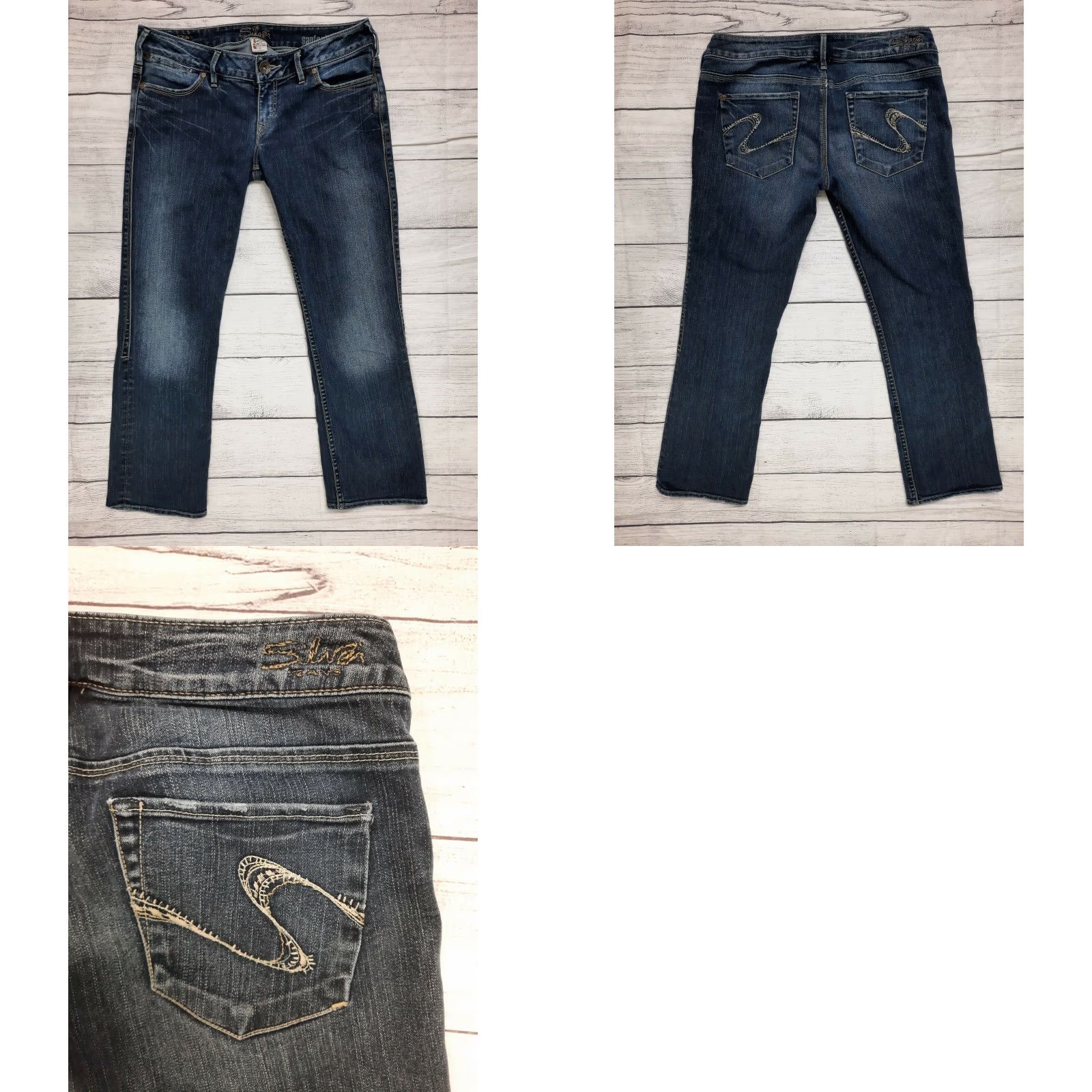 Silver Jeans Co. VINTAGE? Silver Jeans Santorini Capri Womens Size 29 Inseam 25 Capris Denim Stretch Dark Blue M4J Ladies Mens? Size 29" - 8 Thumbnail