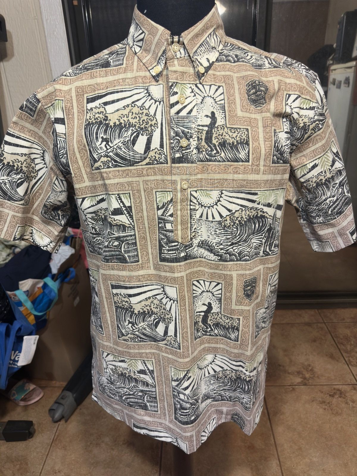 Reyn Spooner PreOwned Reyn Spooner Eddy Y Hawaiian Print Brown Men's M Size US M / EU 48-50 / 2 - 1 Thumbnail