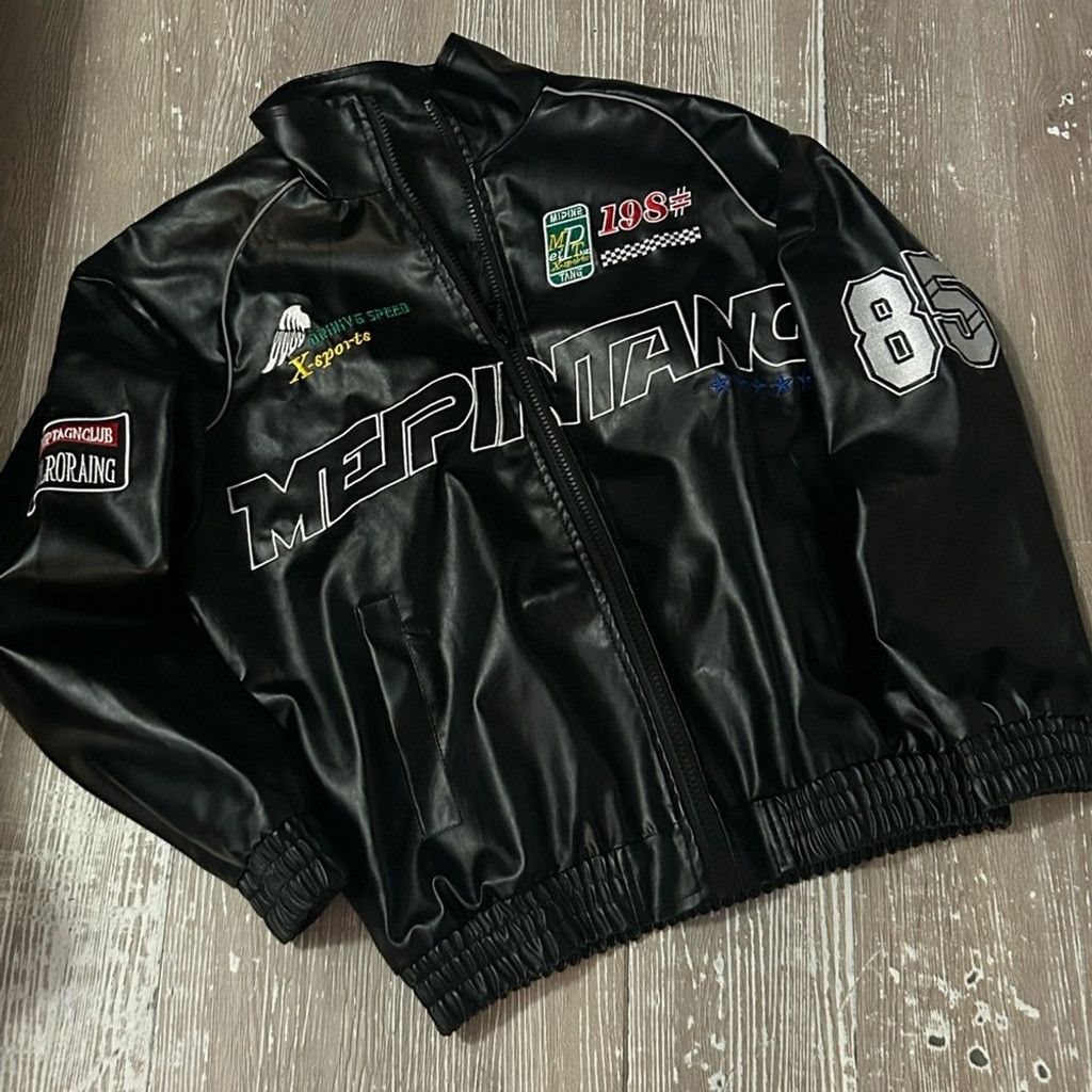 The Unbranded Brand Leather Black Racing Style Men's Jacket Size US M / EU 48-50 / 2 - 1 Thumbnail