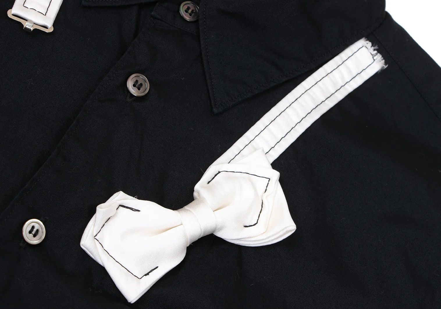 Comme des Garcons Homme Plus Cotton Bow Tie Double Patch Pocket Design Shirt Black XS Size US XS / EU 42 / 0 - 5 Thumbnail
