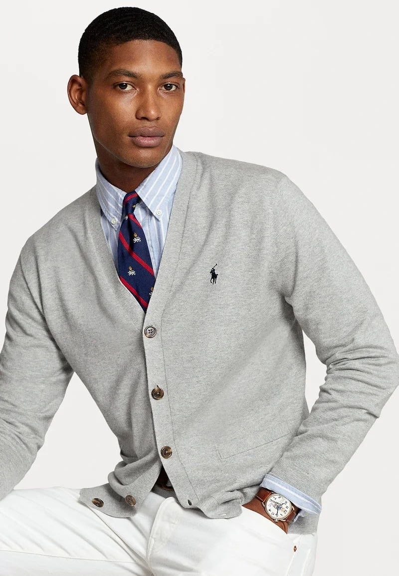 Polo Ralph Lauren Polo Ralph Lauren cotton Light Gray cardigan Sweater Vintage Size US M / EU 48-50 / 2 - 2 Thumbnail