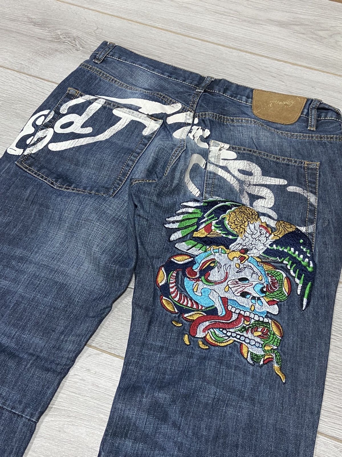 Ed Hardy Ed Hardy skull 💀 eagle big embro logo print vintage jeans Size US 32 / EU 48 - 6 Thumbnail