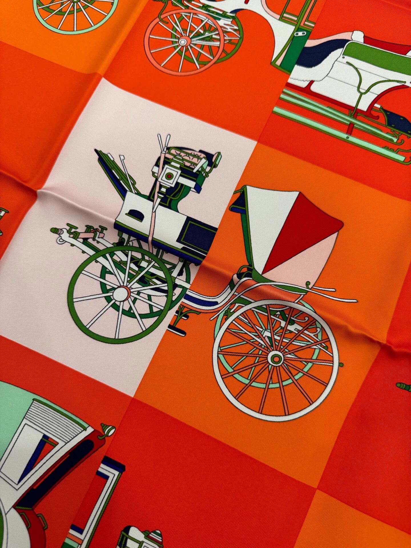 Hermes Hermes Carrousel Orange Silk Scarf New Authentic Size ONE SIZE - 6 Thumbnail